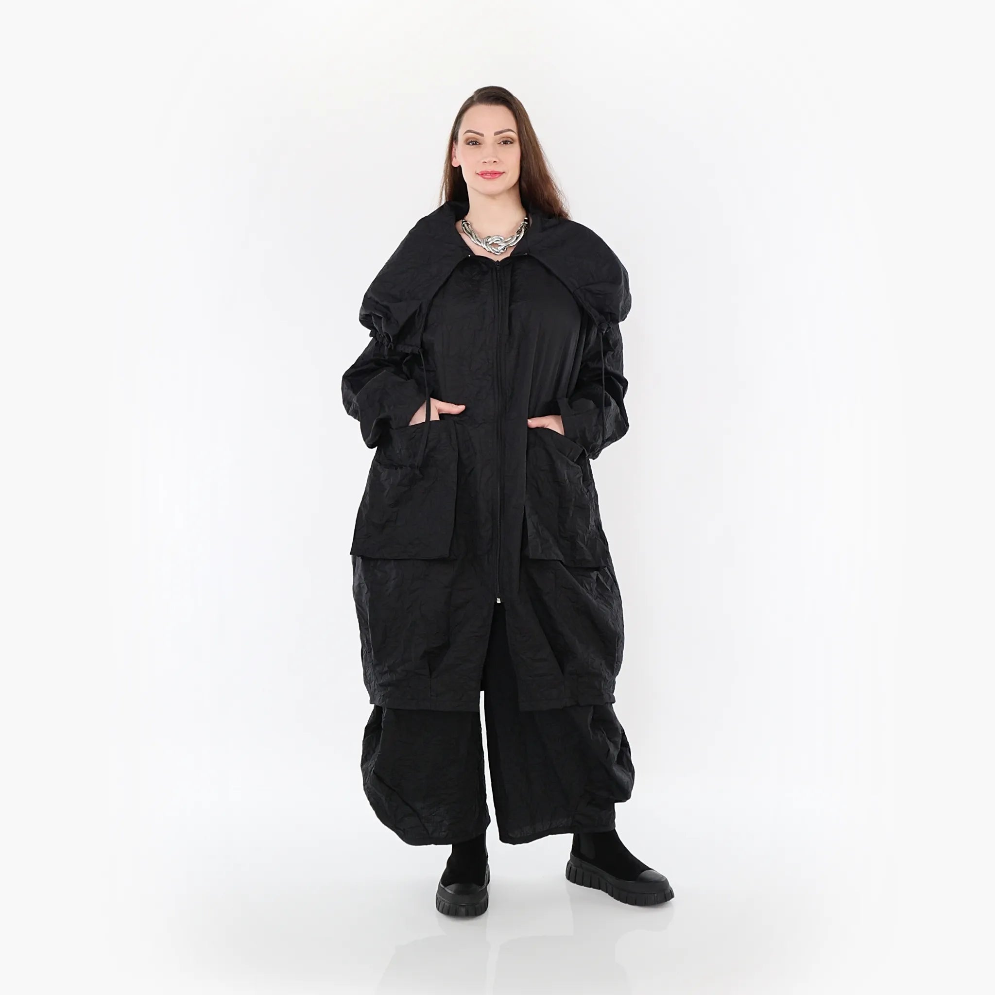  A-Form Mantel von AKH Fashion aus Materialmix, 1372.01417, Schwarz, Schick, Modern, Bequem