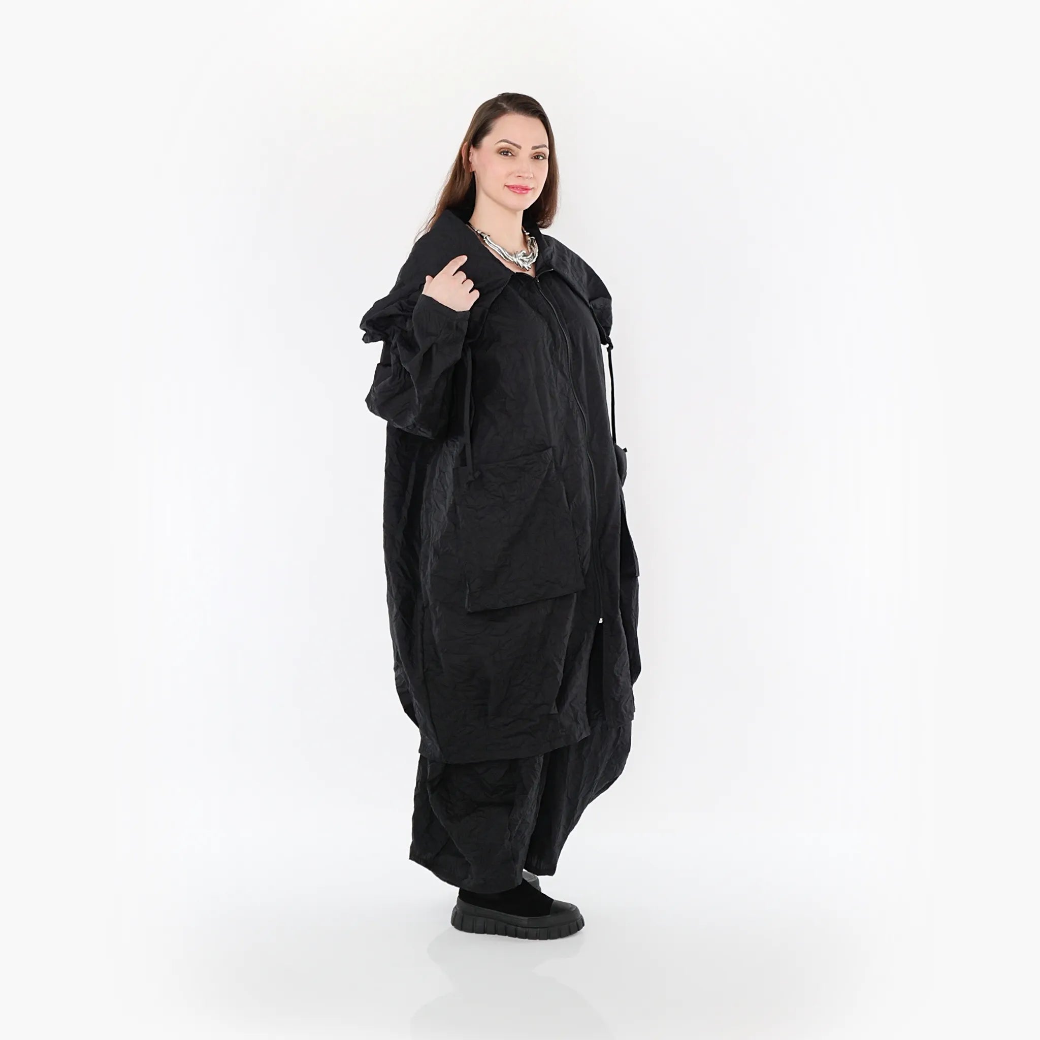  A-Form Mantel von AKH Fashion aus Materialmix, 1372.01417, Schwarz, Schick, Modern, Bequem
