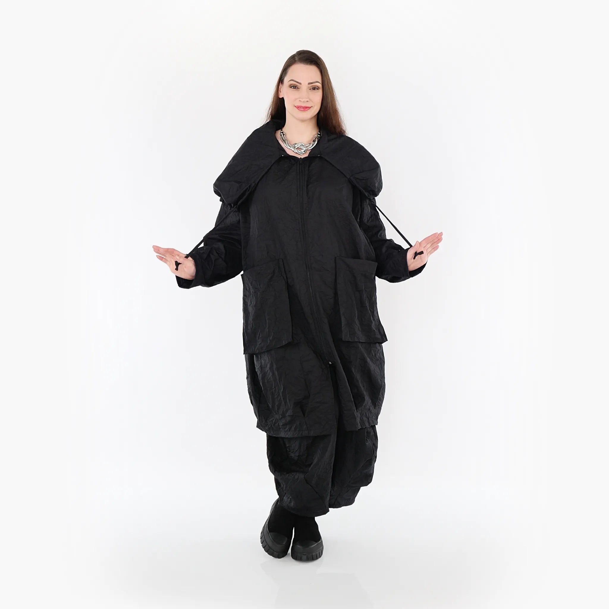  A-Form Mantel von AKH Fashion aus Materialmix, 1372.01417, Schwarz, Schick, Modern, Bequem