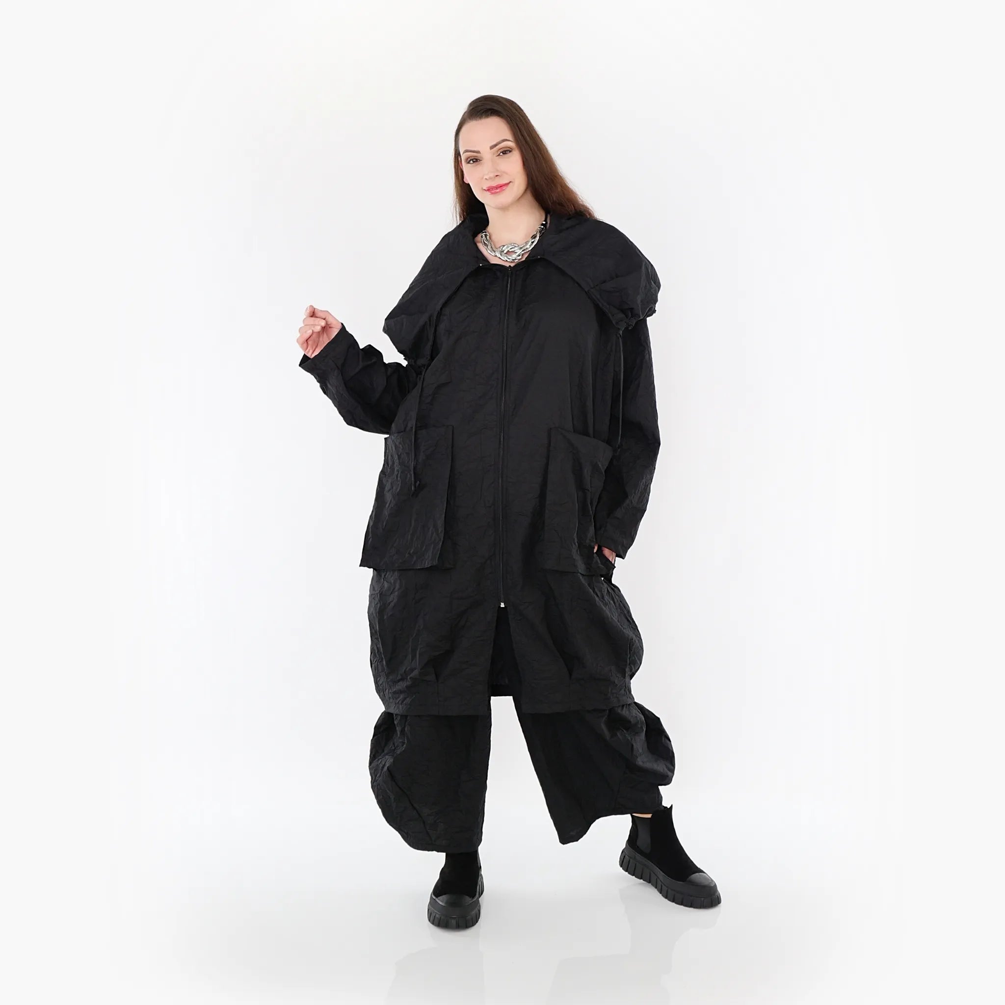 A-Form Mantel von AKH Fashion aus Materialmix, ausgefallene, zeitlose Lagenlook Mode