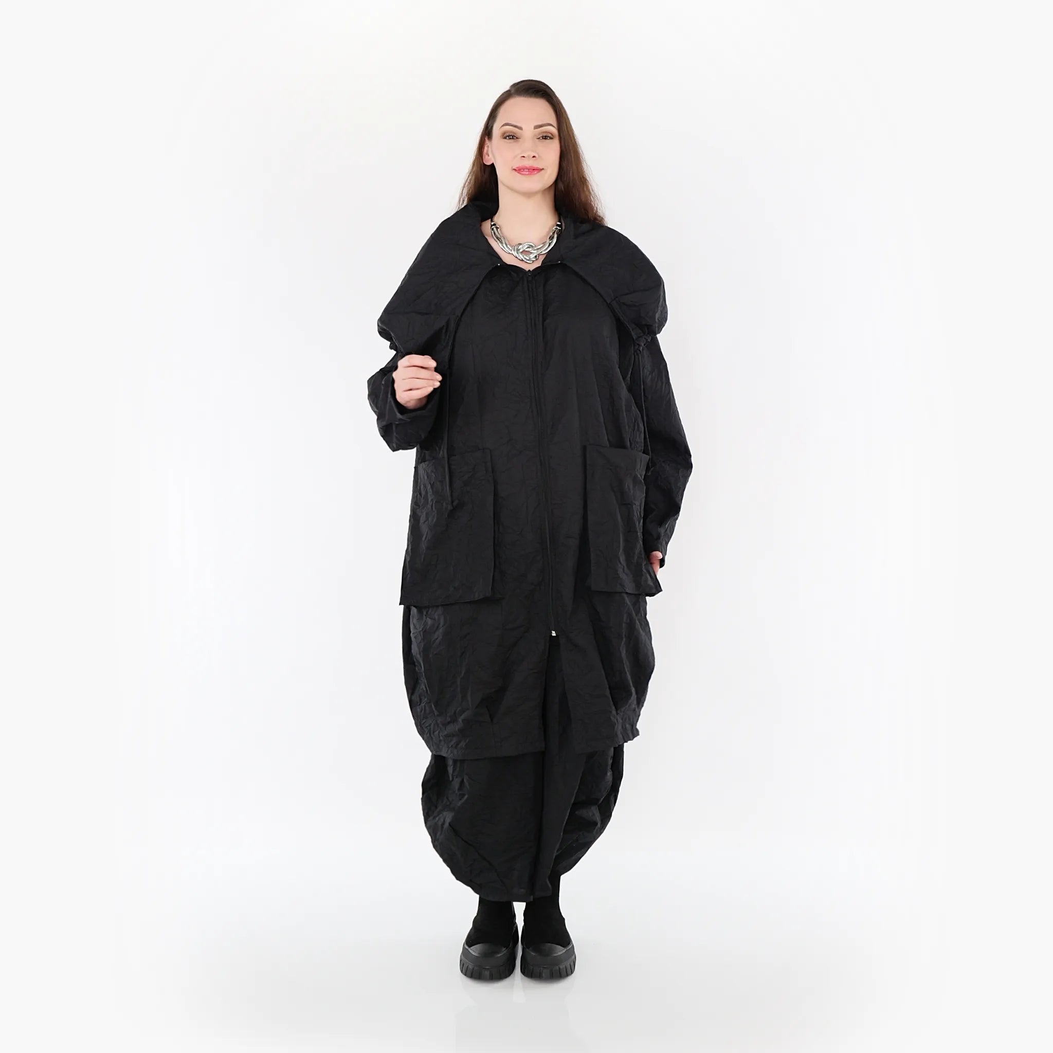 A-Form Mantel von AKH Fashion aus Materialmix, ausgefallene, zeitlose Lagenlook Mode
