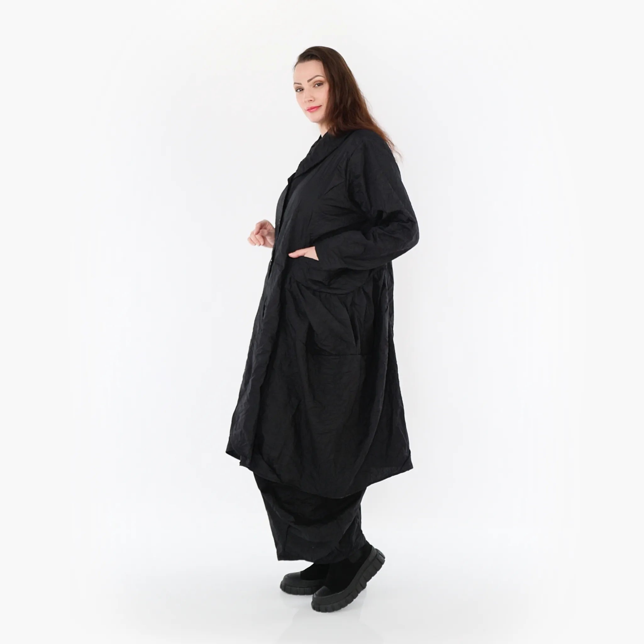  Ballonmantel von AKH Fashion aus Materialmix, 1372.06583, Schwarz, Schick, Modern, Bequem