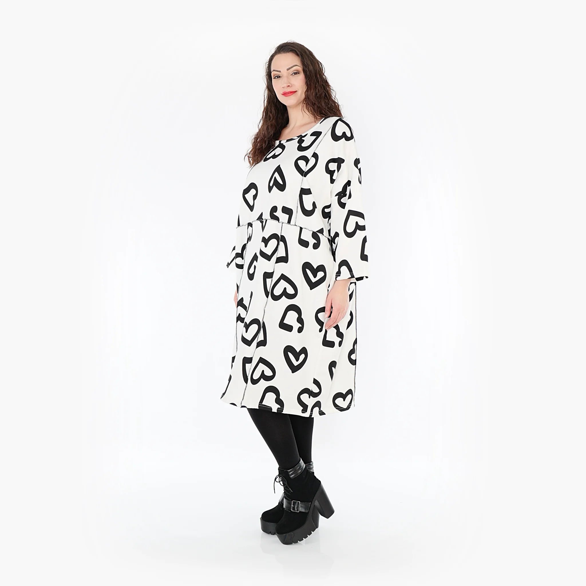 AKH Fashion Kleid in gerader Form, aus Baumwolle, 1390.06997, Weiß-Schwarz, Schick