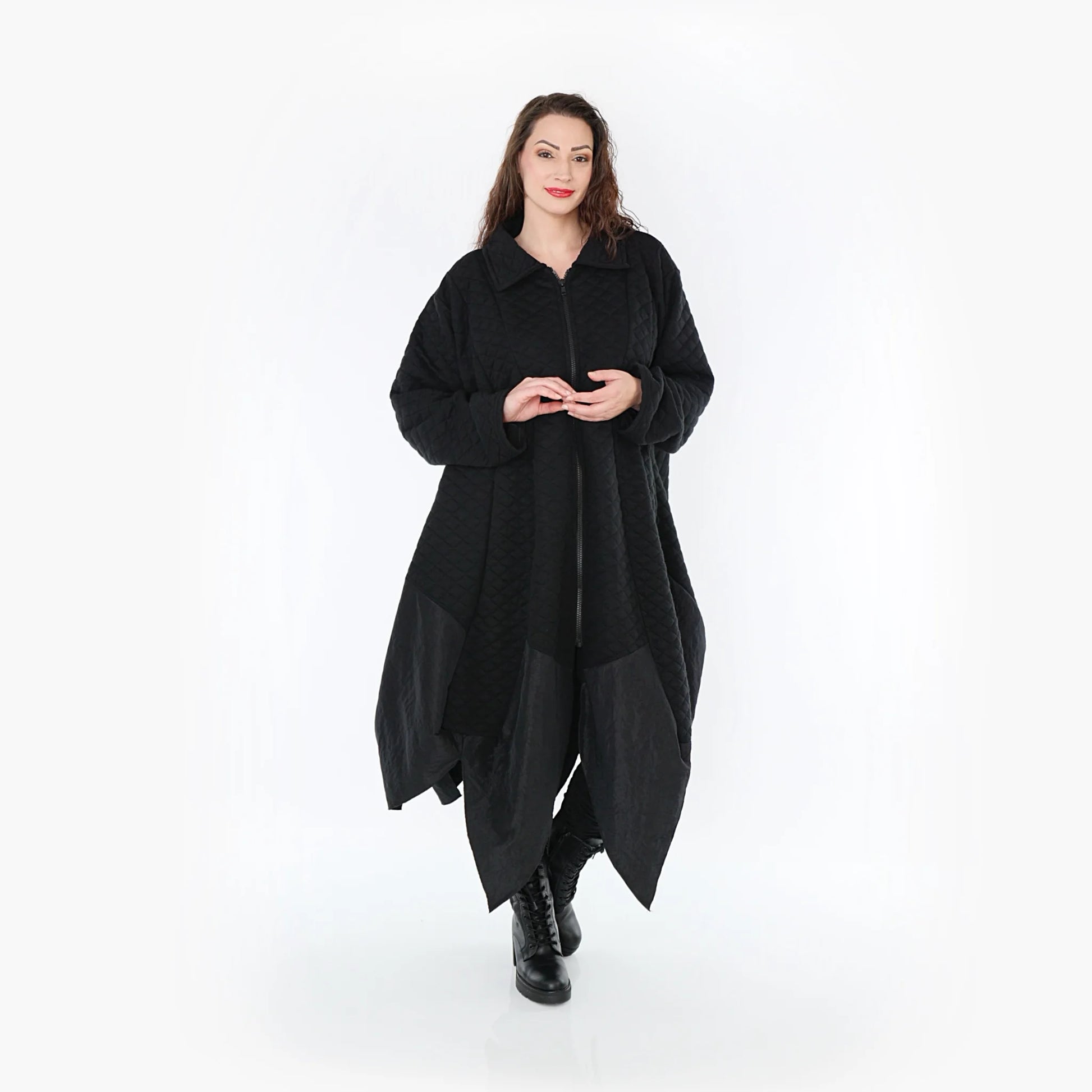  Ballonmantel von AKH Fashion aus Materialmix, 1394.07003, Schwarz, Schick, Modern, Bequem