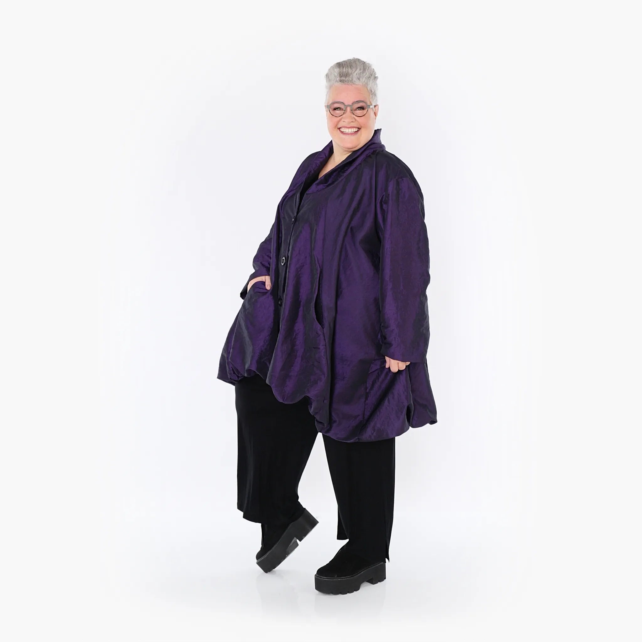 A-Form Jacke von AKH Fashion aus Polyester, 1404.07015, Violett, Schick, Modern, Bequem