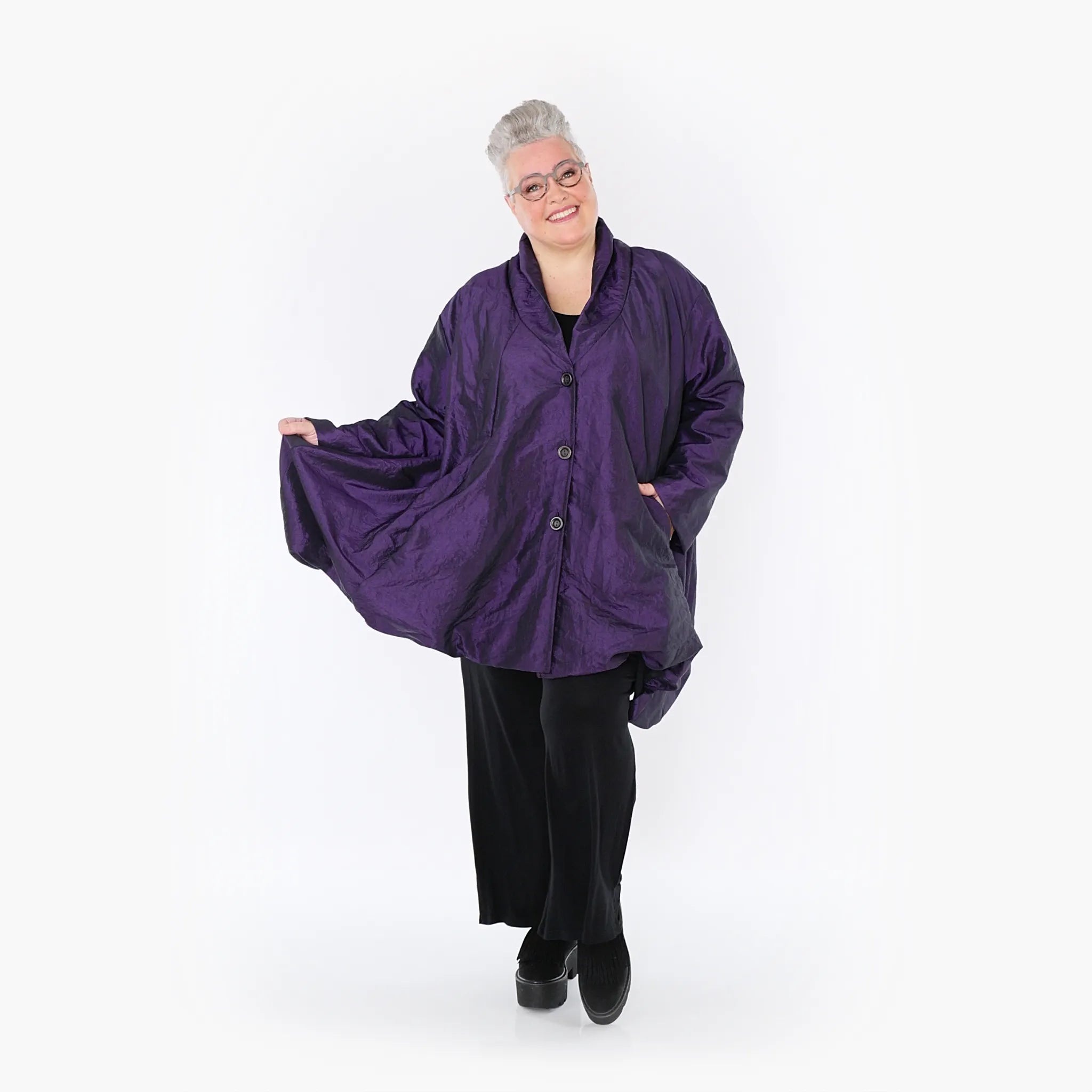  A-Form Jacke von AKH Fashion aus Polyester, 1404.07015, Violett, Schick, Modern, Bequem