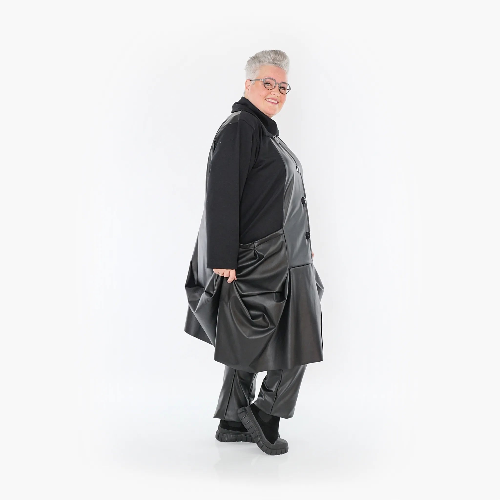  Ballonmantel von AKH Fashion aus Polyester, 1414.07018, Schwarz, Schick, Modern, Bequem