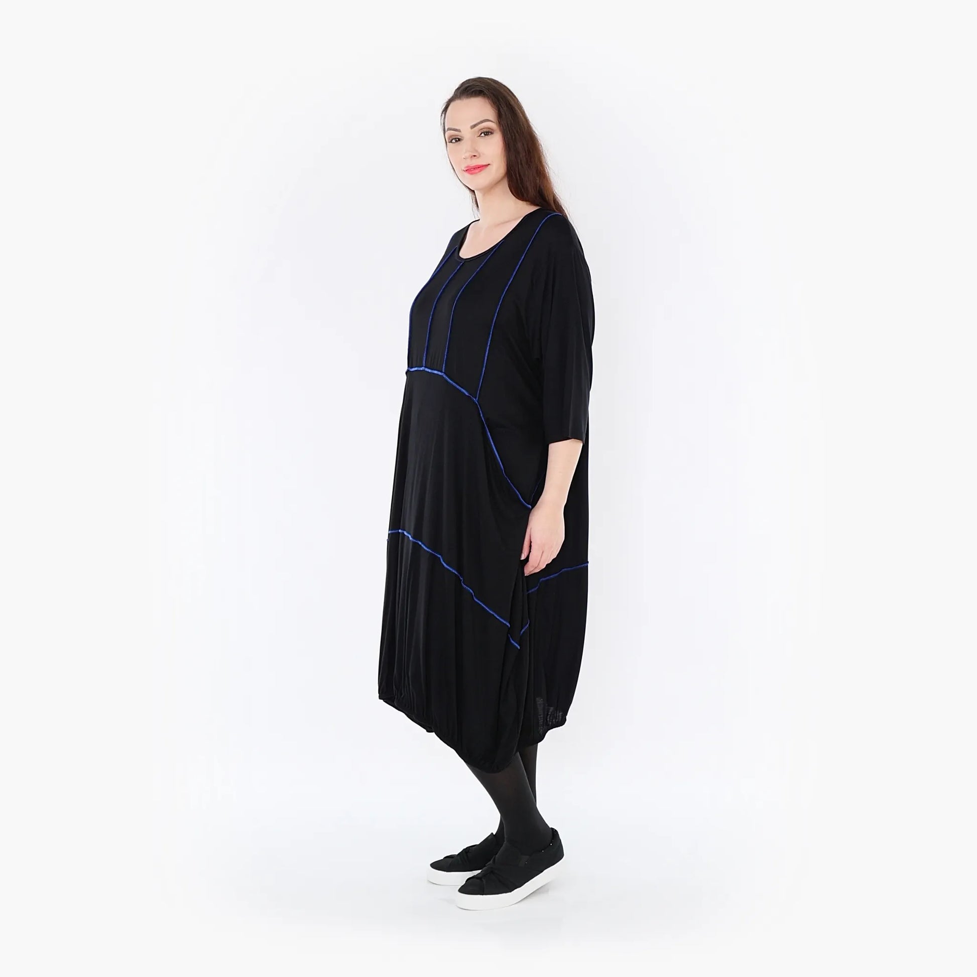  Ballonkleid von AKH Fashion aus Viskose, 1416.06564, Schwarz/Blau, Schick, Modern, Bequem