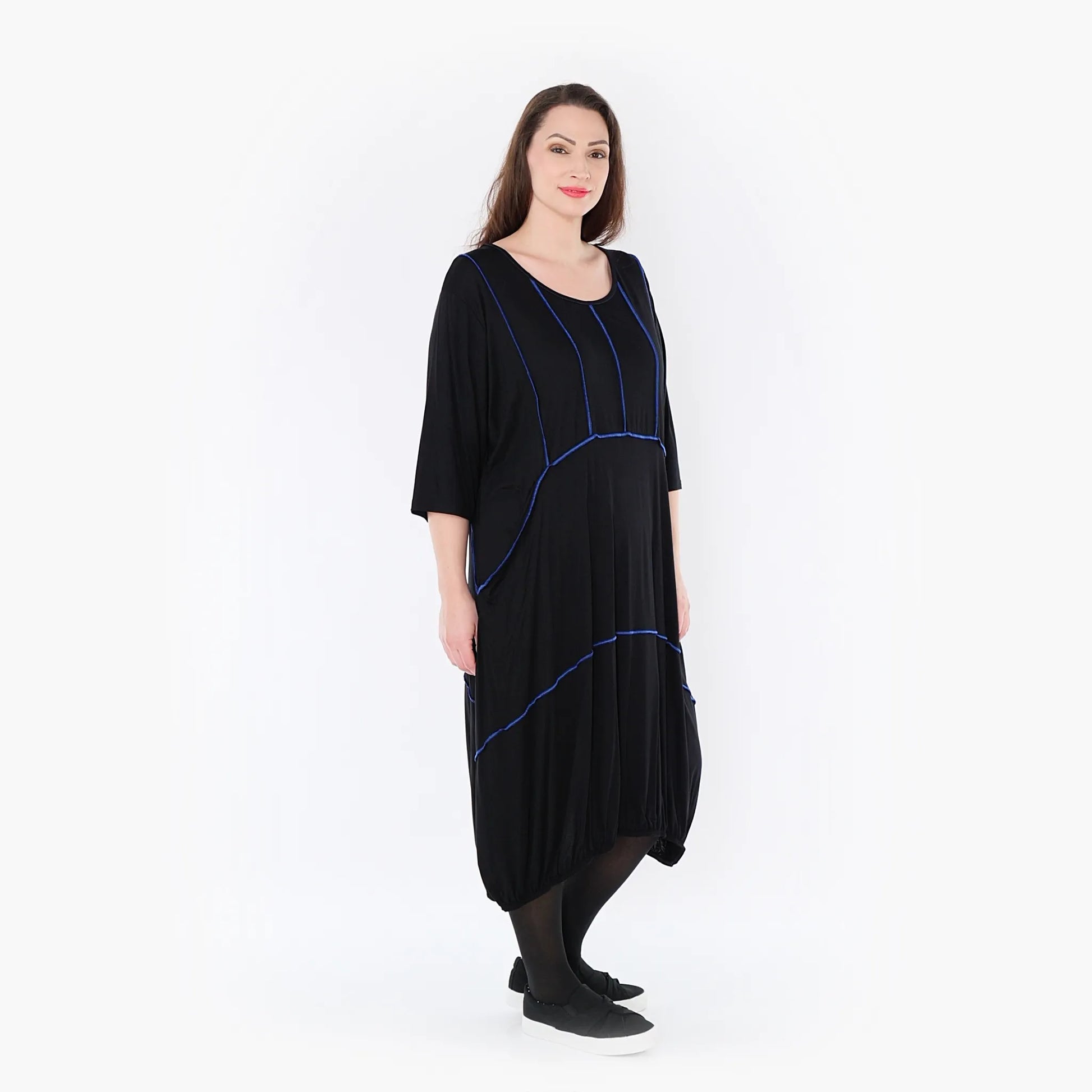  Ballonkleid von AKH Fashion aus Viskose, 1416.06564, Schwarz/Blau, Schick, Modern, Bequem
