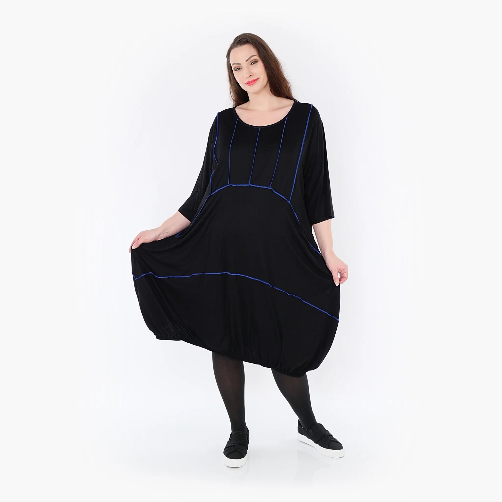  Ballonkleid von AKH Fashion aus Viskose, 1416.06564, Schwarz/Blau, Schick, Modern, Bequem