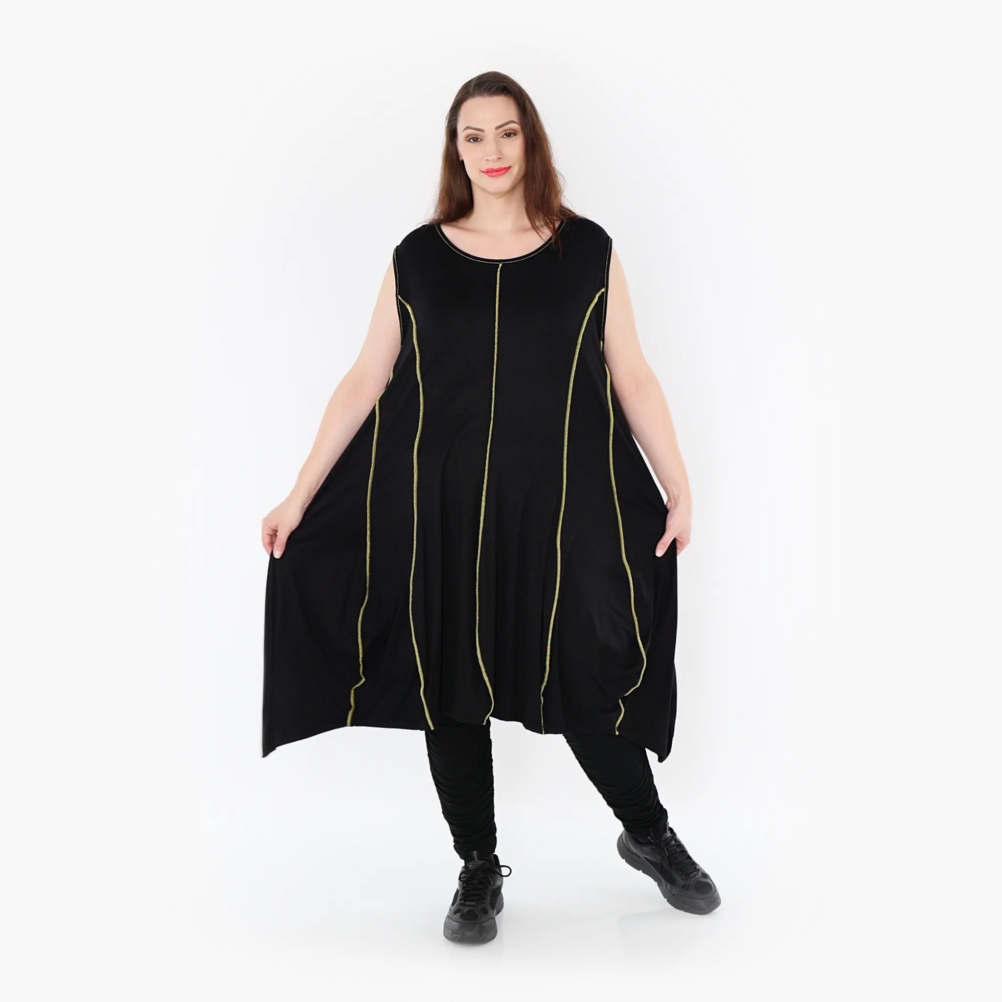  Ballon Tunika von AKH Fashion aus Viskose, 1416.06913, Schwarz/Gelb, Schick, Modern