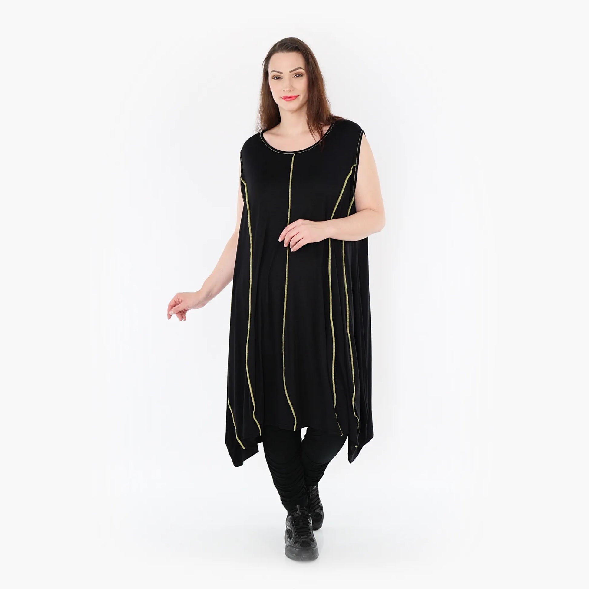  Ballon Tunika von AKH Fashion aus Viskose, 1416.06913, Schwarz/Gelb, Schick, Modern