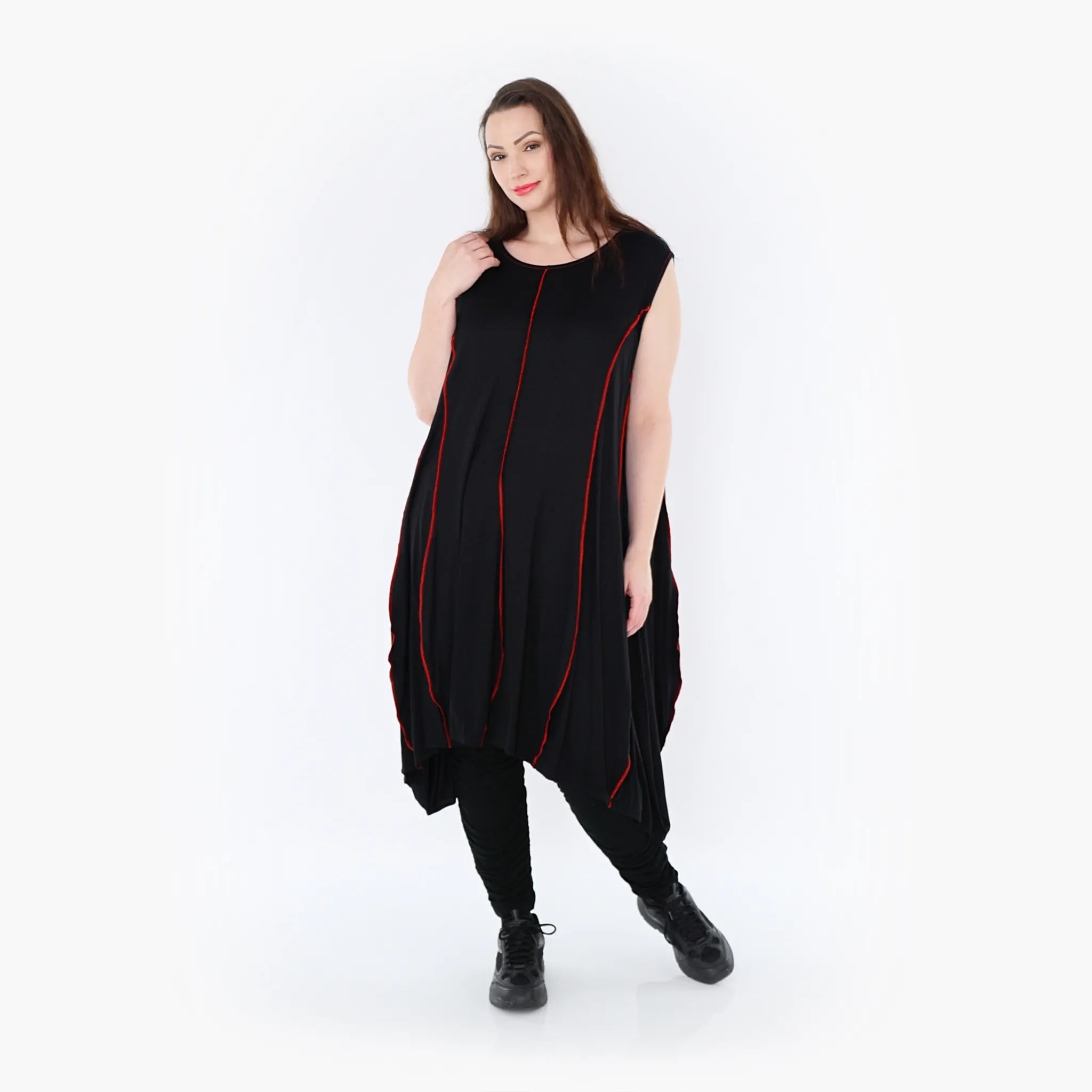  Ballon Tunika von AKH Fashion aus Viskose, 1416.06913, Schwarz/Rot, Schick, Modern, Bequem