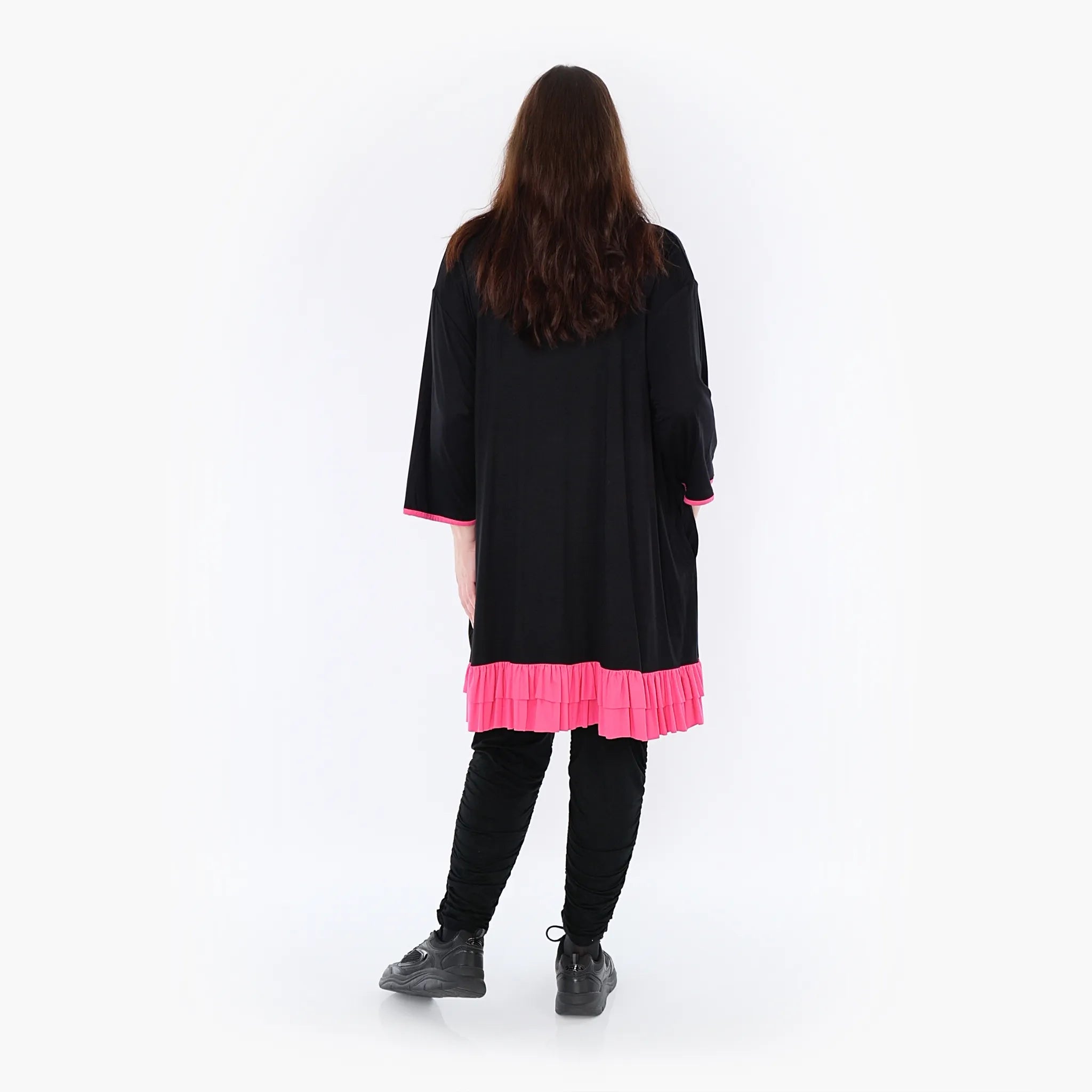  A-Form Shirt von AKH Fashion aus Viskose, 1416.06916, Schwarz/Fuchsia, Schick, Modern