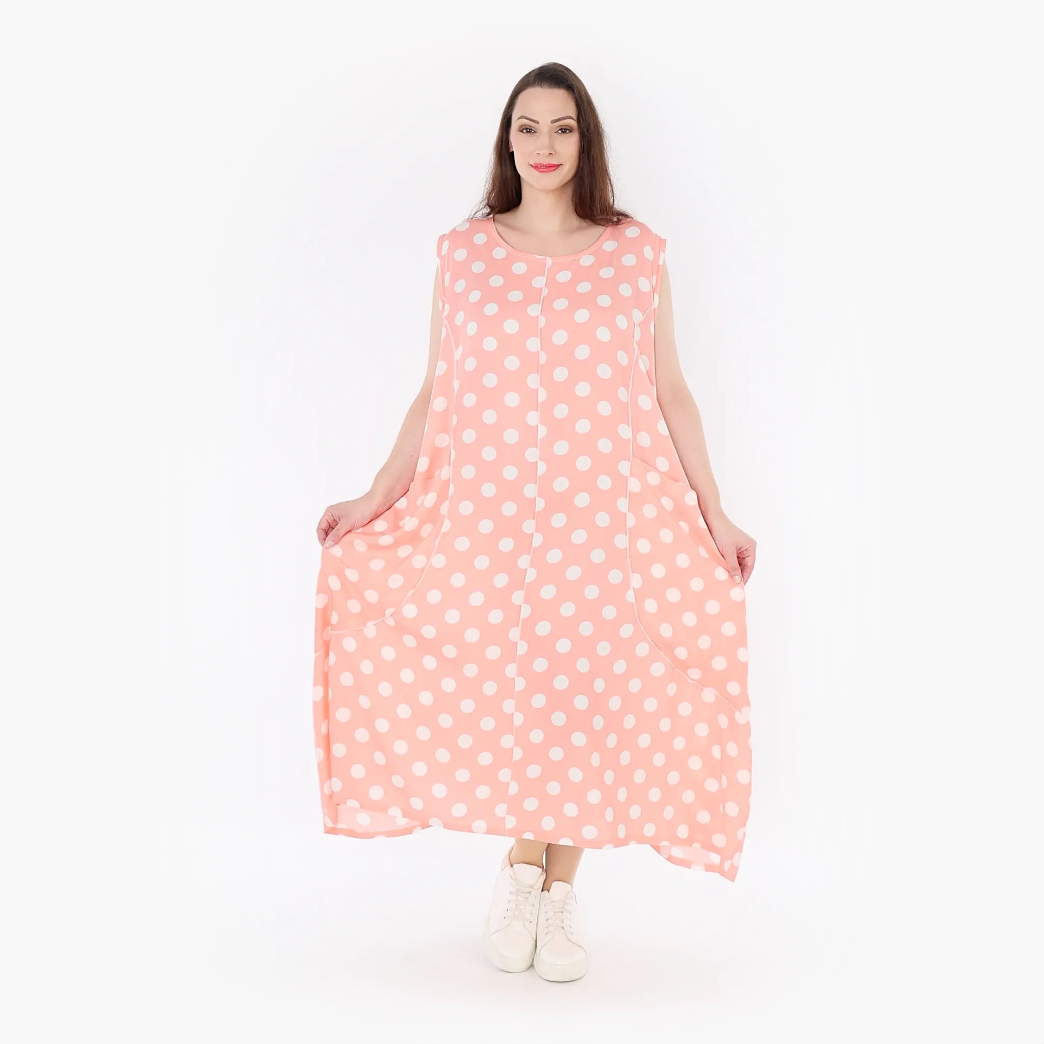  Ballonkleid von AKH Fashion aus Viskose, 1417.01920, Rosa/Weiß, Schick, Modern, Bequem