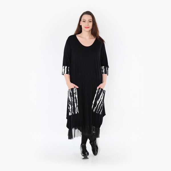  Ballonkleid von AKH Fashion aus Viskose, 1418.05909, Schwarz/Weiß, Schick, Modern, Bequem