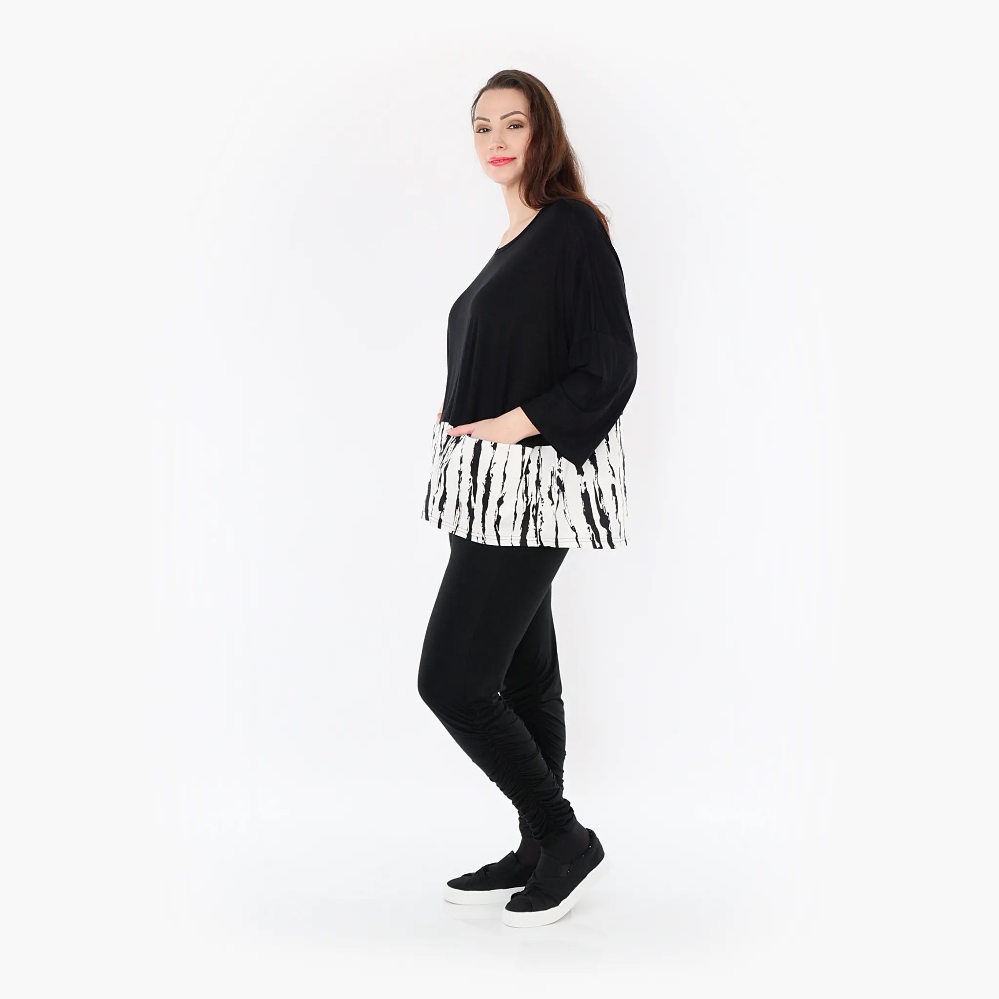  AKH Fashion Bigshirt in kastiger Form, aus Baumwolle, 1418.06888, Weiß/Schwarz, Schick