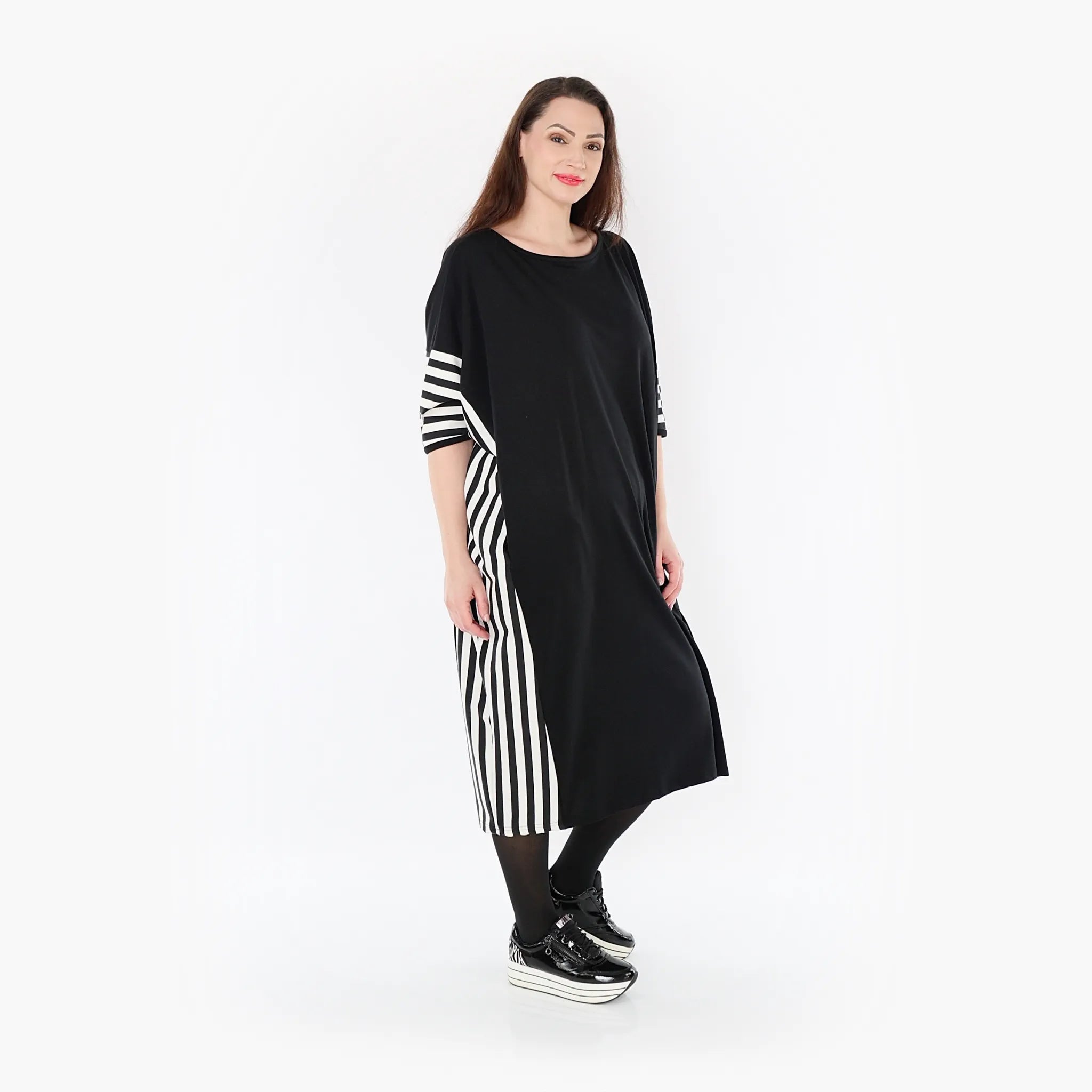  AKH Fashion Kleid in gerader Form, aus Viskose, 1419.06905, Ecru/Schwarz, Schick, Modern
