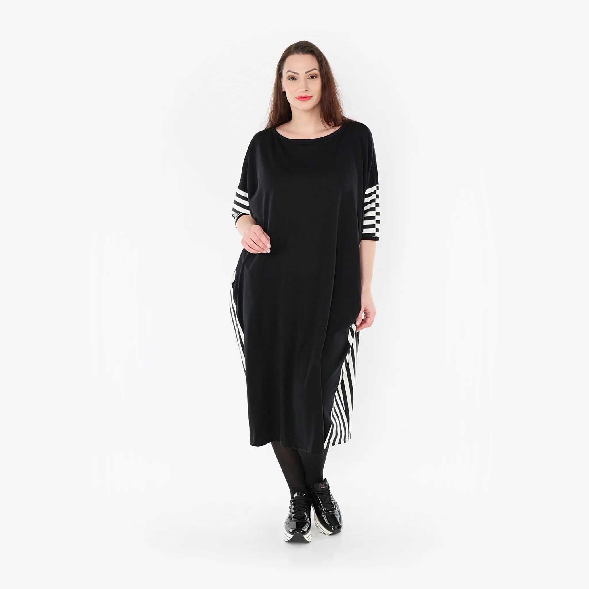  AKH Fashion Kleid in gerader Form, aus Viskose, 1419.06905, Ecru/Schwarz, Schick, Modern