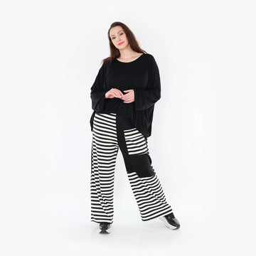  AKH Fashion Hose in gerader Form, aus Viskose, 1419.06907, Ecru/Schwarz, Schick, Modern