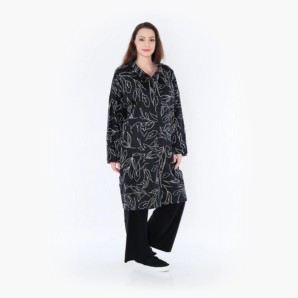  AKH Fashion Mantel in gerader Form, aus Baumwolle, 1406693, Schwarz/Weiß, Schick, Modern