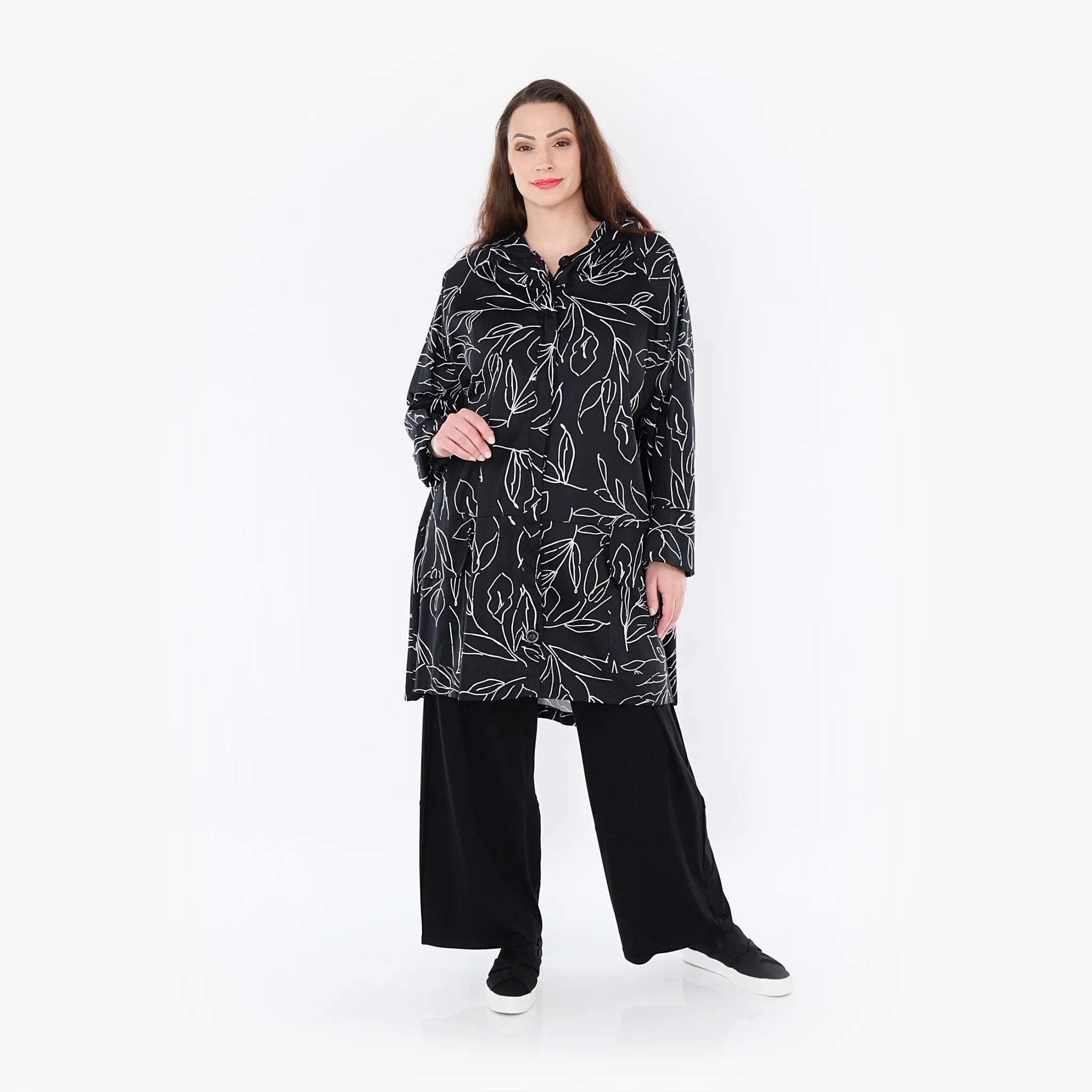  AKH Fashion Jacke in gerader Form, aus Baumwolle, 1406694, Schwarz/Weiß, Schick, Modern