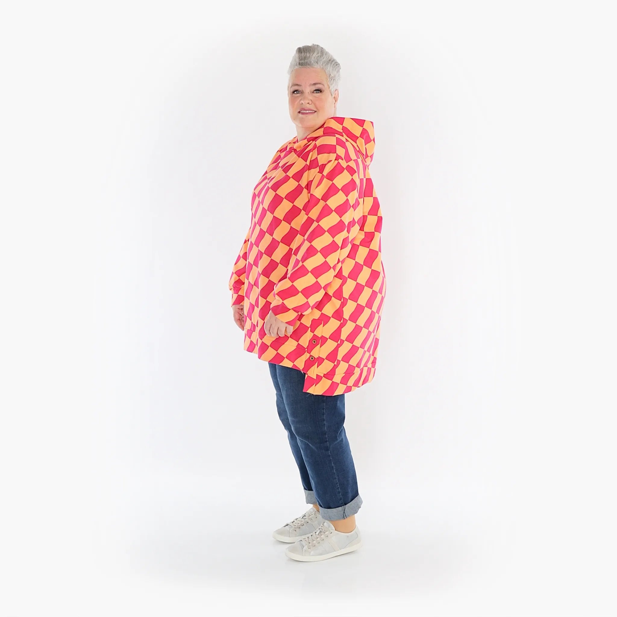 AKH Fashion Bigshirt in gerader Form, aus Baumwolle, 1427.06988, Koralle/Fuchsia, Kariert