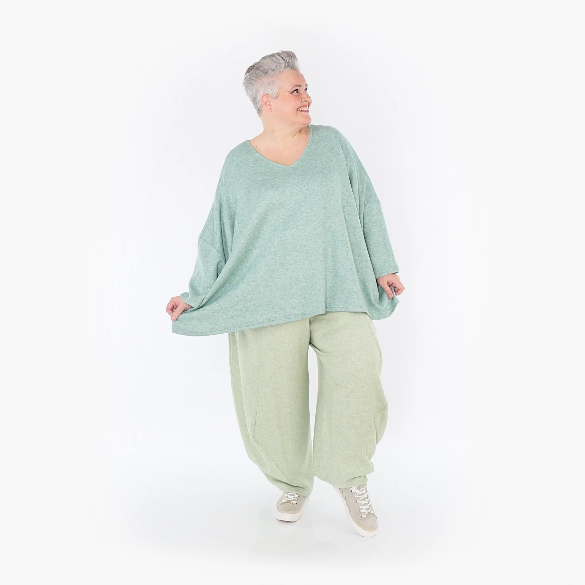  AKH Fashion Bigshirt in kastiger Form, aus Viskose, 1429.06993, Mint, Schick, Modern, Bequem