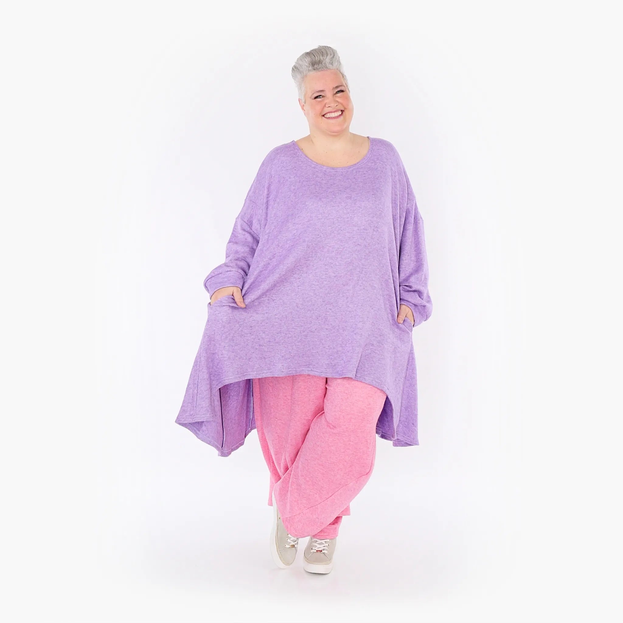  A-Form Bigshirt von AKH Fashion aus Viskose, 1429.07014, Flieder, Schick, Modern, Bequem