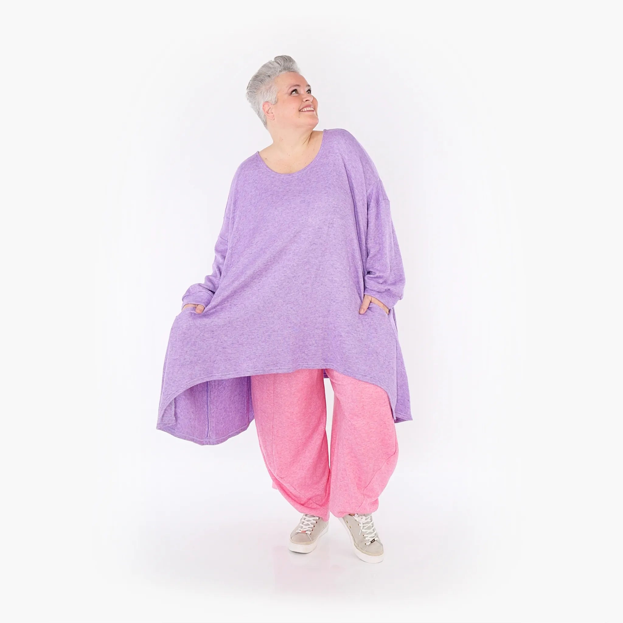  A-Form Bigshirt von AKH Fashion aus Viskose, 1429.07014, Flieder, Schick, Modern, Bequem
