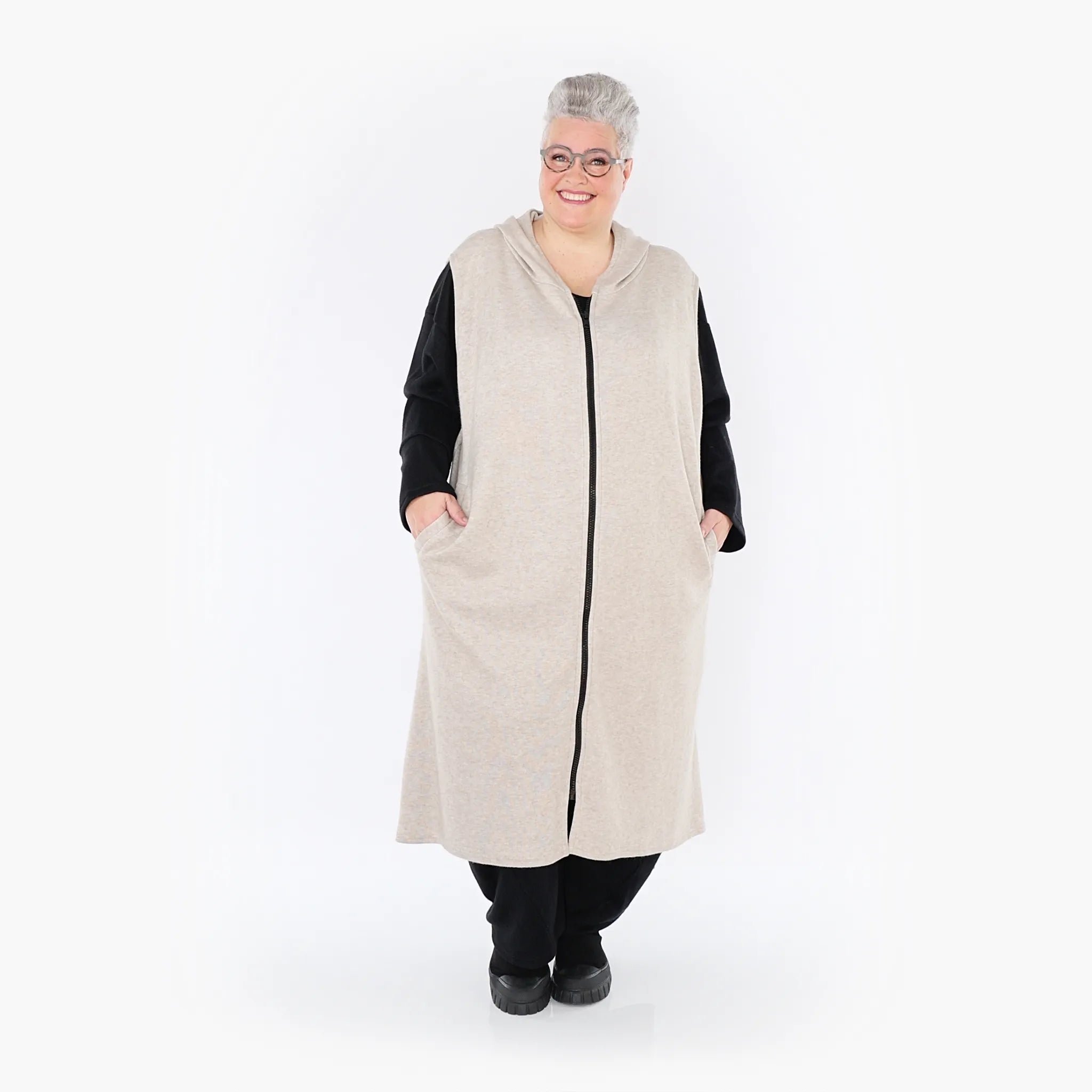  AKH Fashion Weste in gerader Form, aus Viskose, 1429.06879, Beige, Schick, Modern, Bequem