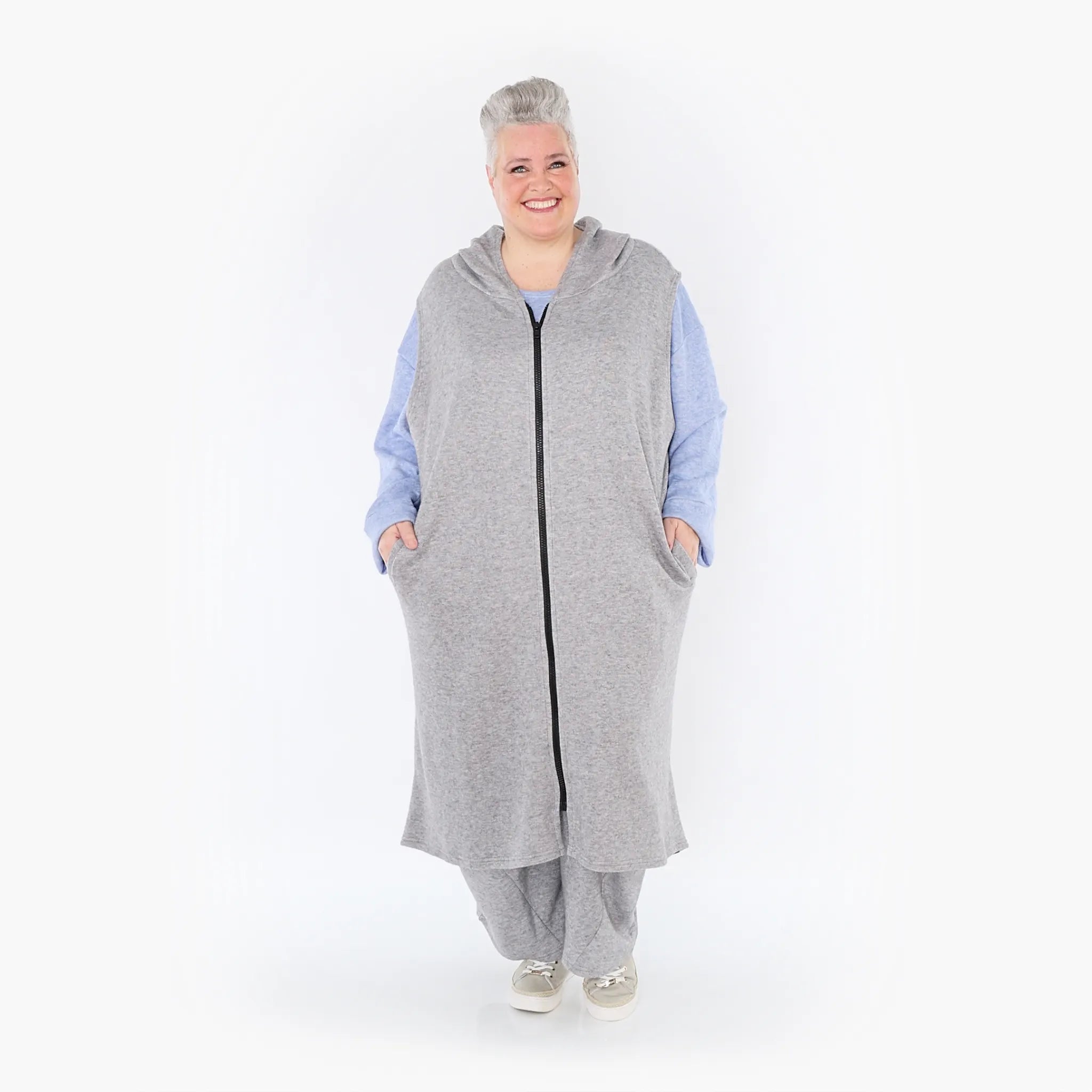  AKH Fashion Weste in gerader Form, aus Viskose, 1429.06879, Hellgrau, Schick, Modern