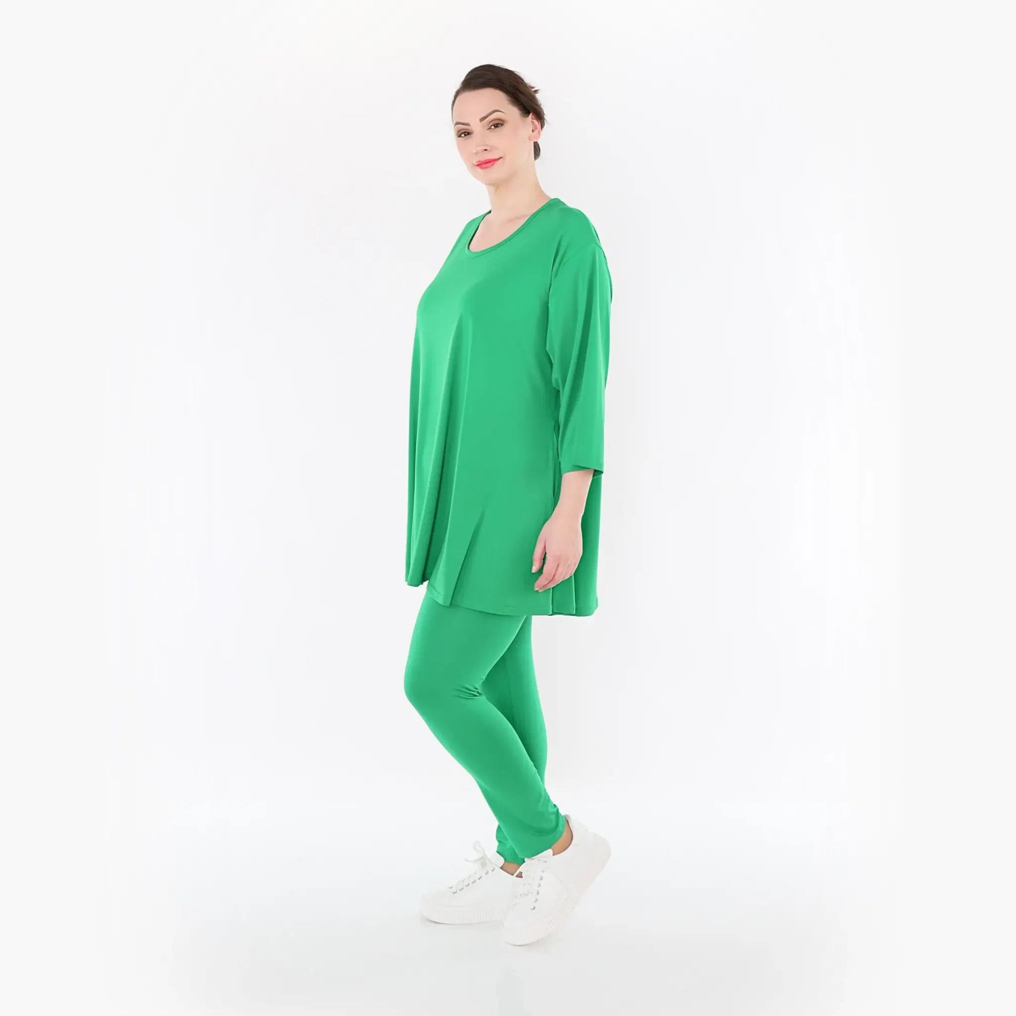  AKH Fashion Shirt in Glocken-Form, aus Materialmix, 1431.01892, Grün, Schick, Modern