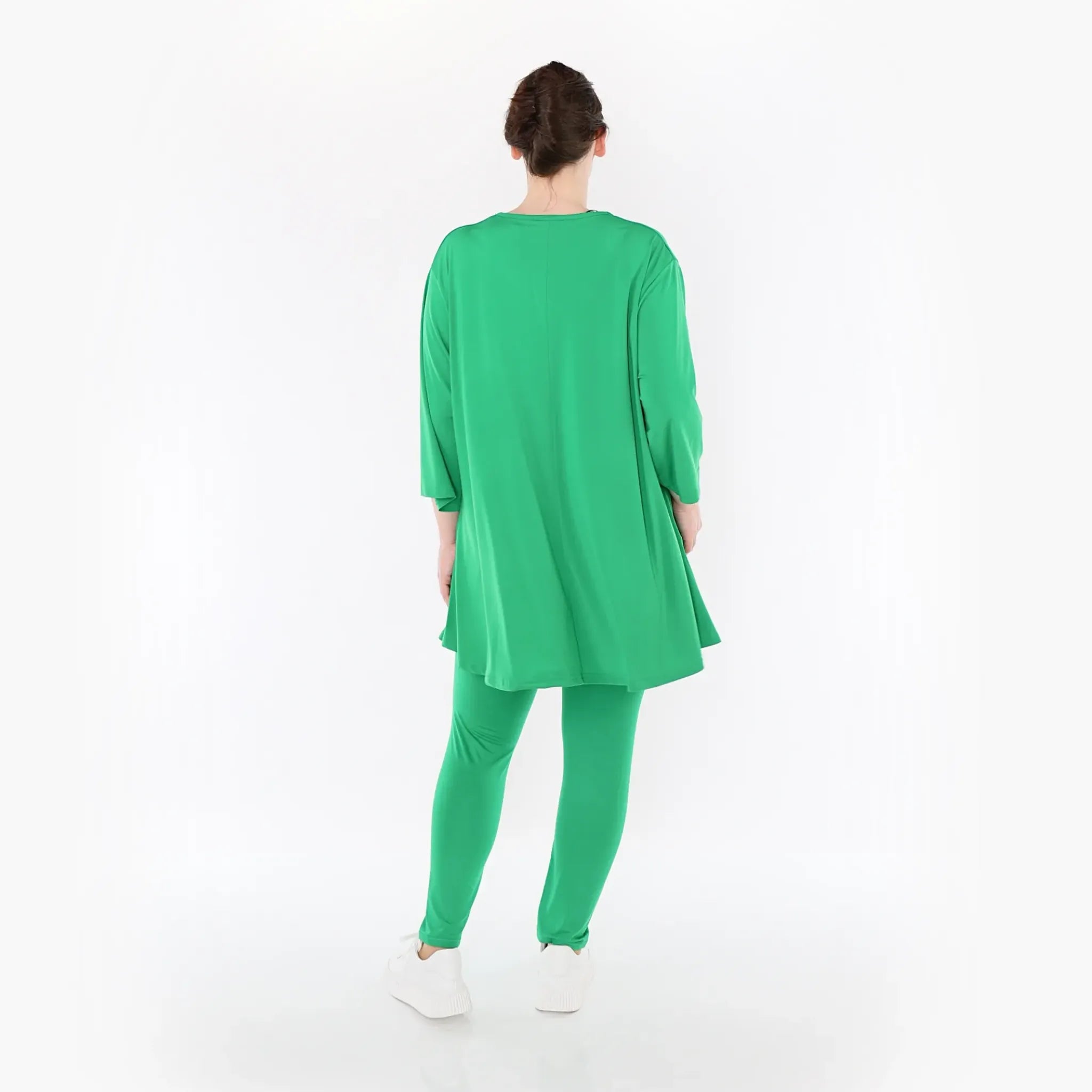  AKH Fashion Shirt in Glocken-Form, aus Materialmix, 1431.01892, Grün, Schick, Modern