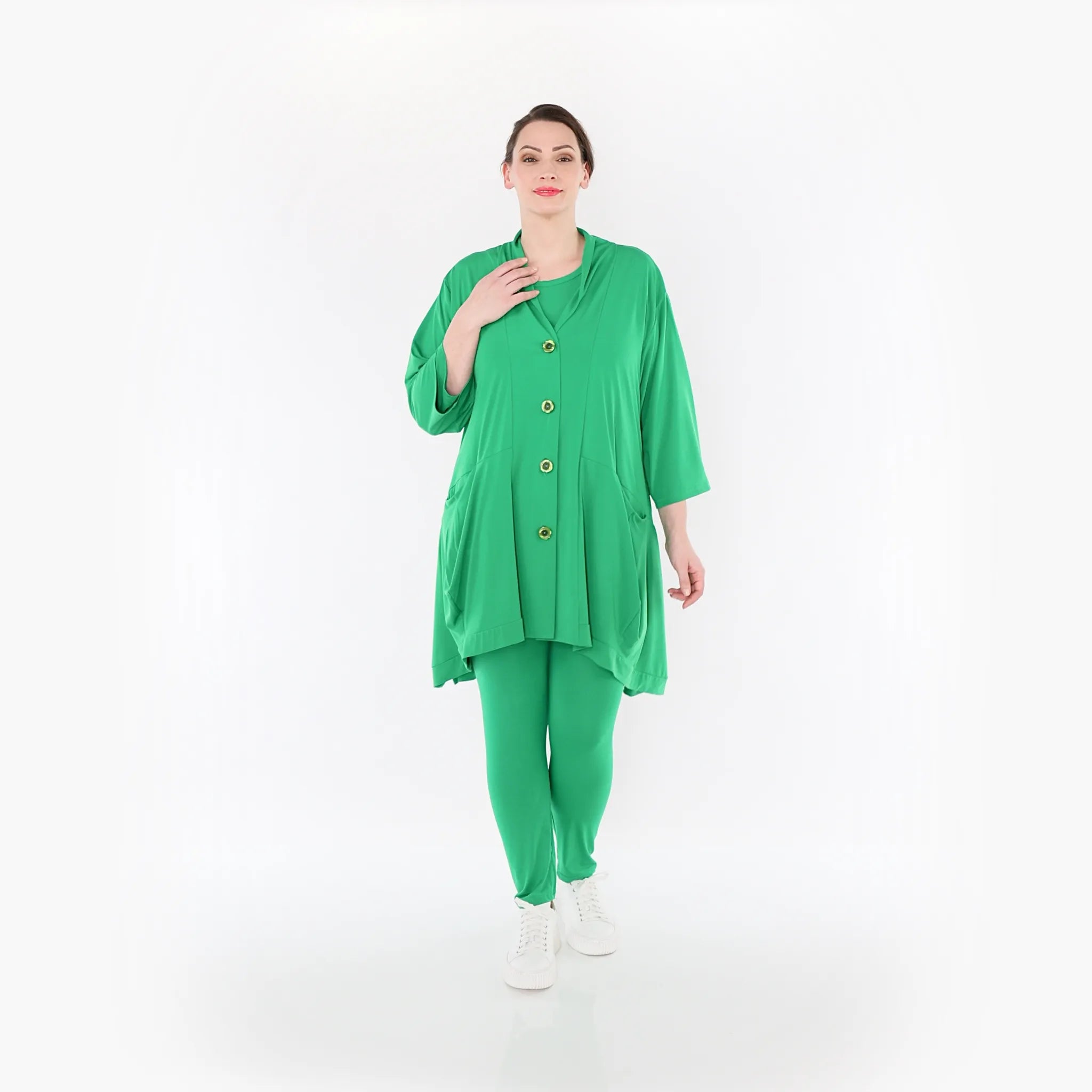  A-Form Jacke von AKH Fashion aus Materialmix, 1431.06970, Grün, Schick, Modern, Bequem