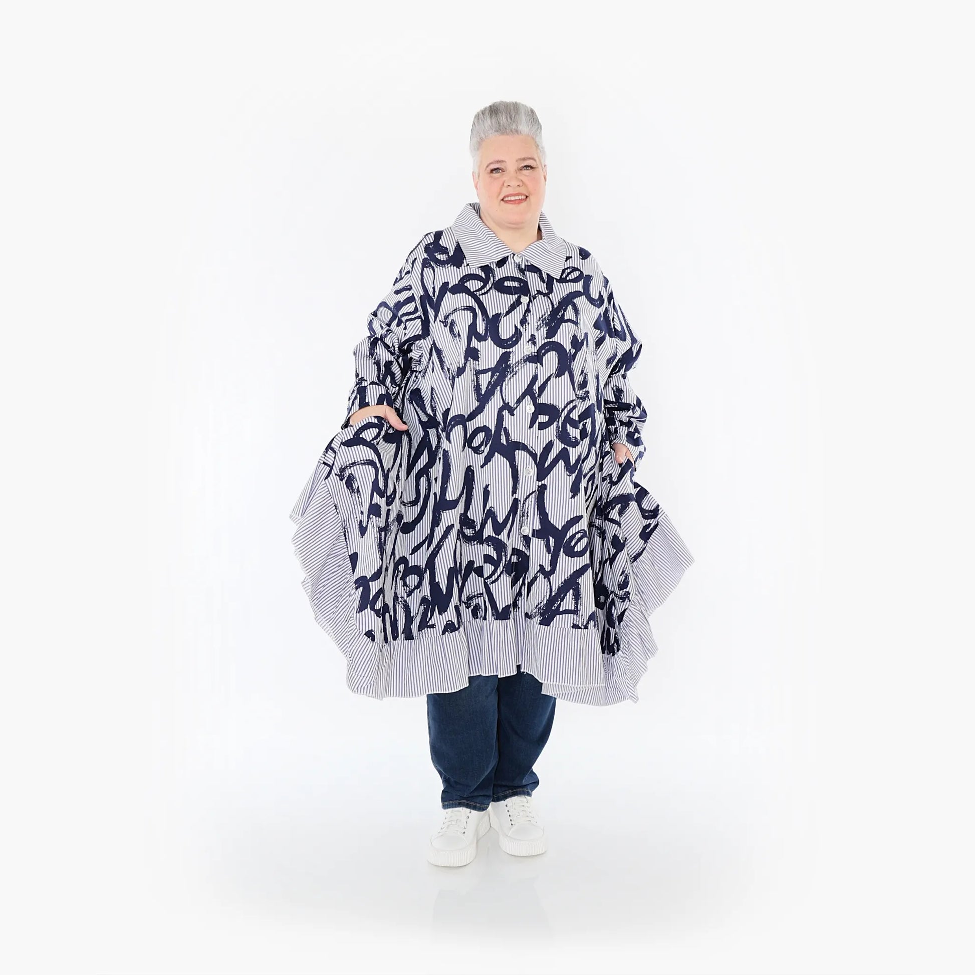  A-Form Bluse von AKH Fashion aus Baumwolle, 1435.06917, Blau/Weiß, Vichy-Streifen, Schick