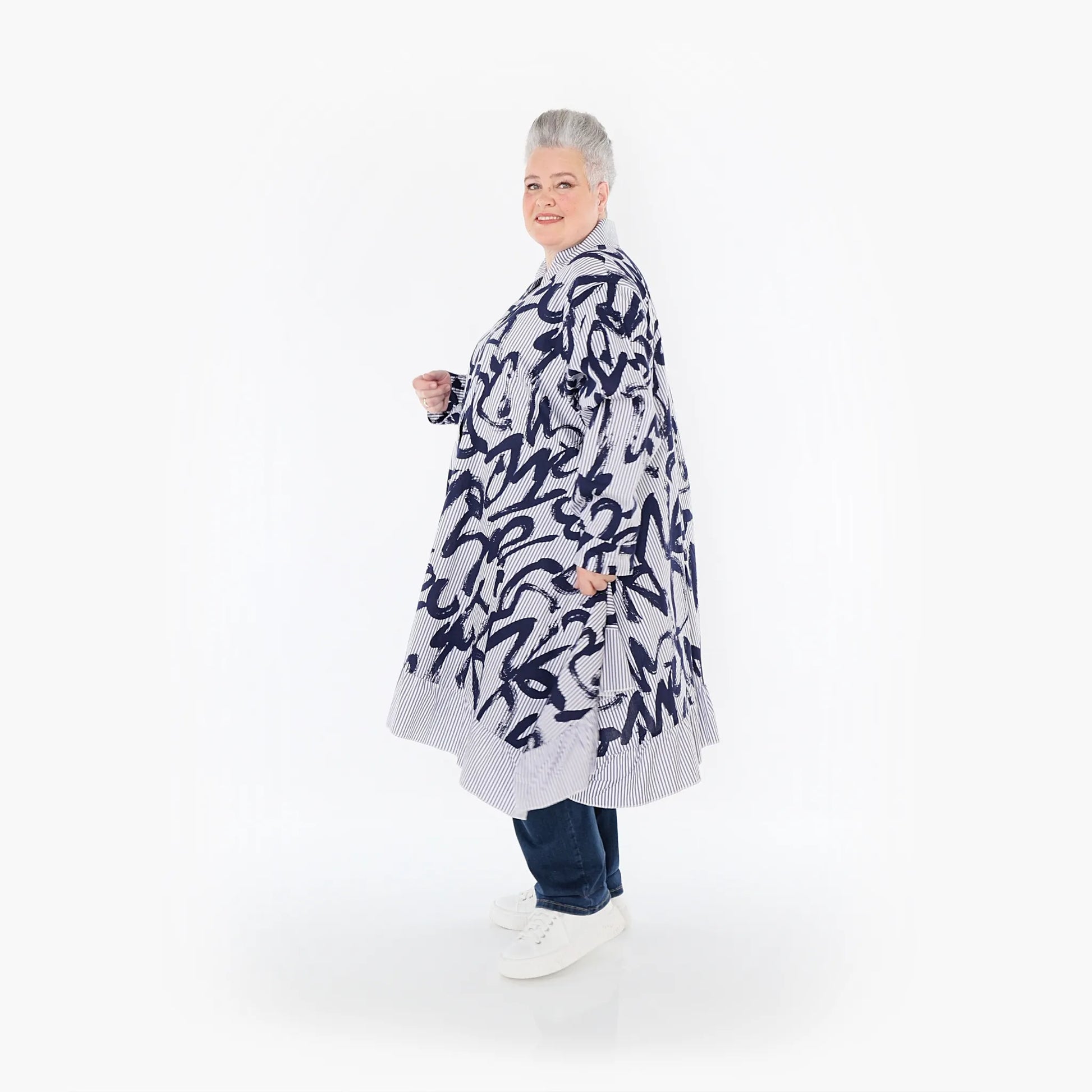  A-Form Bluse von AKH Fashion aus Baumwolle, 1435.06917, Blau/Weiß, Vichy-Streifen, Schick