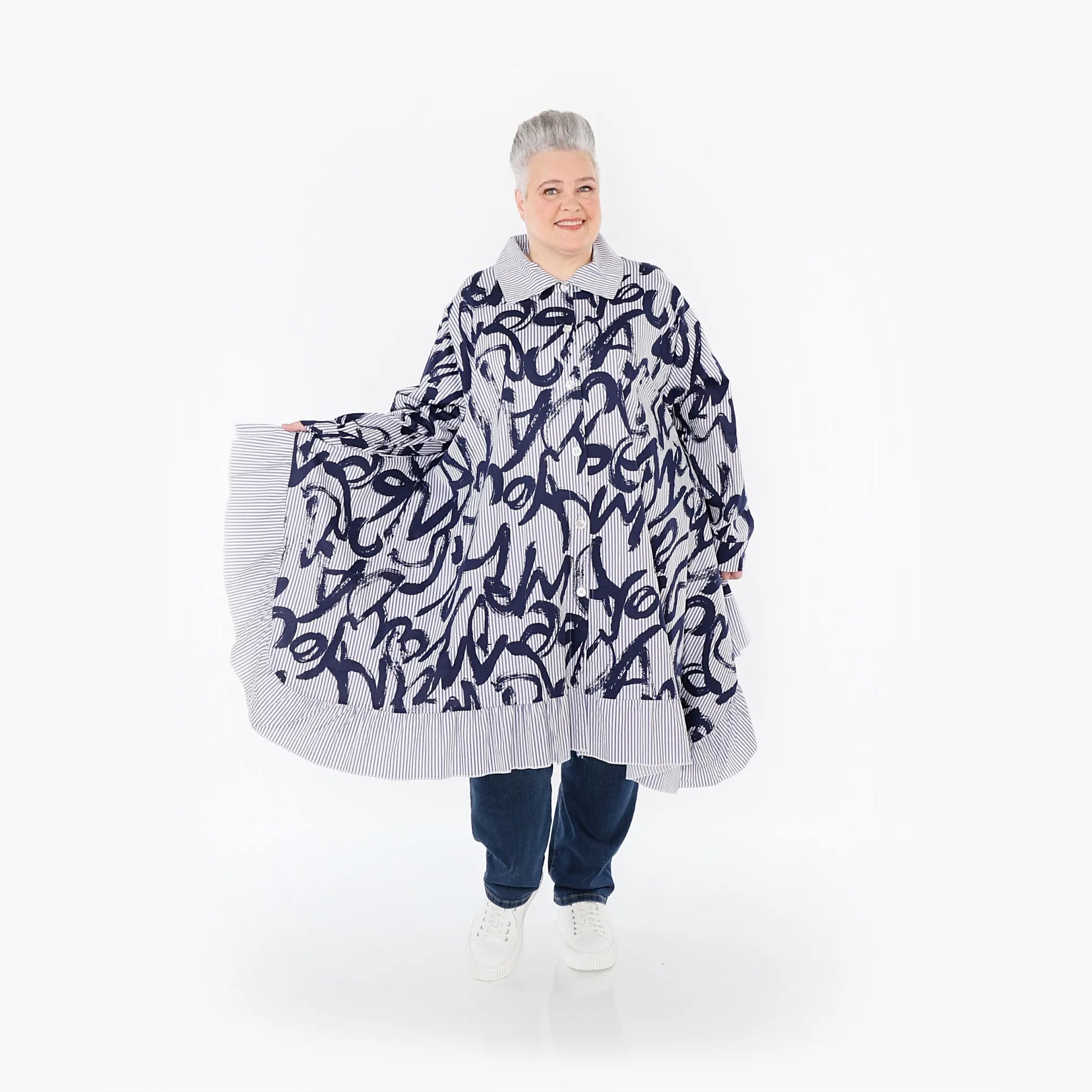  A-Form Bluse von AKH Fashion aus Baumwolle, 1435.06917, Blau/Weiß, Vichy-Streifen, Schick