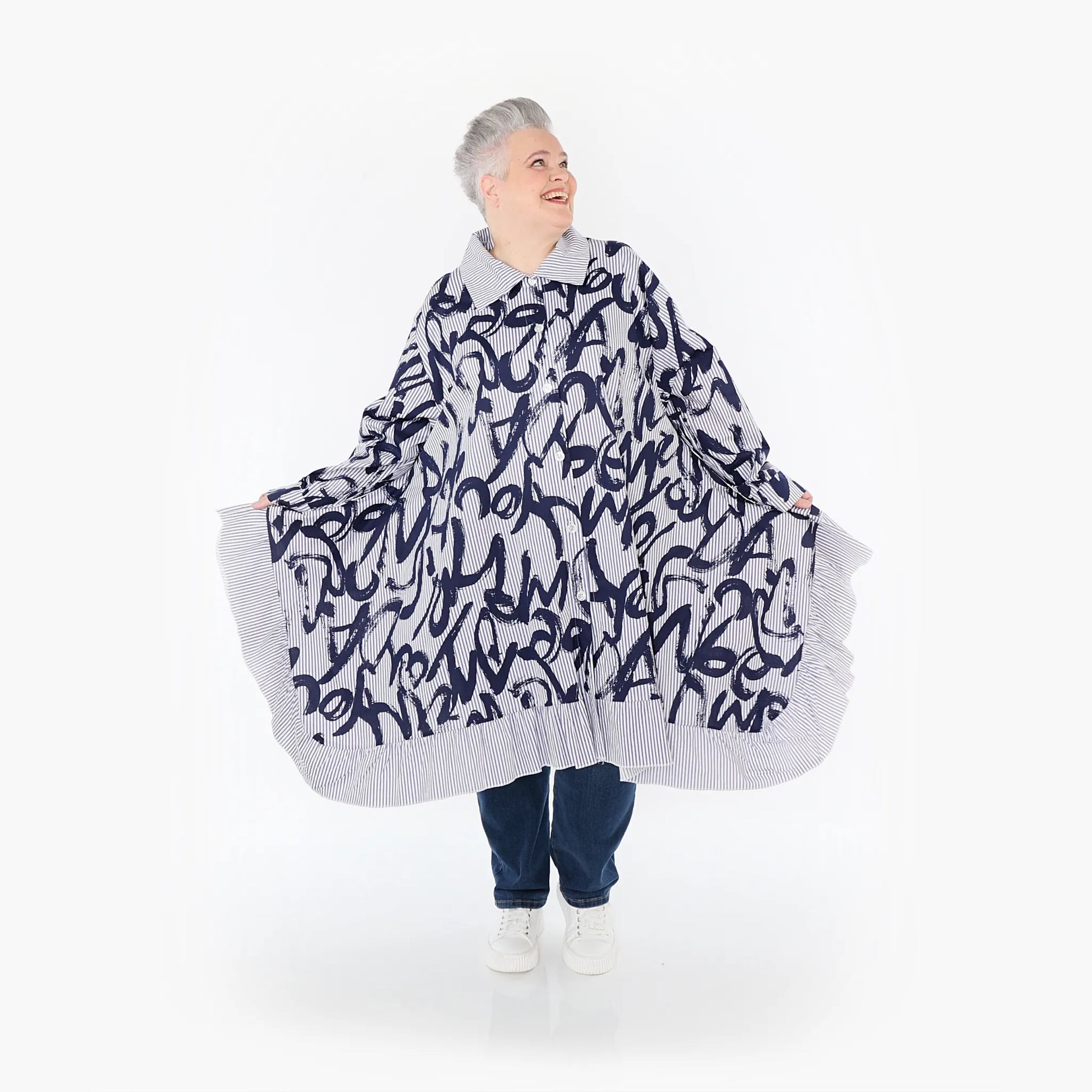  A-Form Bluse von AKH Fashion aus Baumwolle, 1435.06917, Blau/Weiß, Vichy-Streifen, Schick