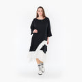  AKH Fashion Kleid in asymmetrischer Form, aus Baumwolle, 1440.07024, Schwarz/Weiß, Schick