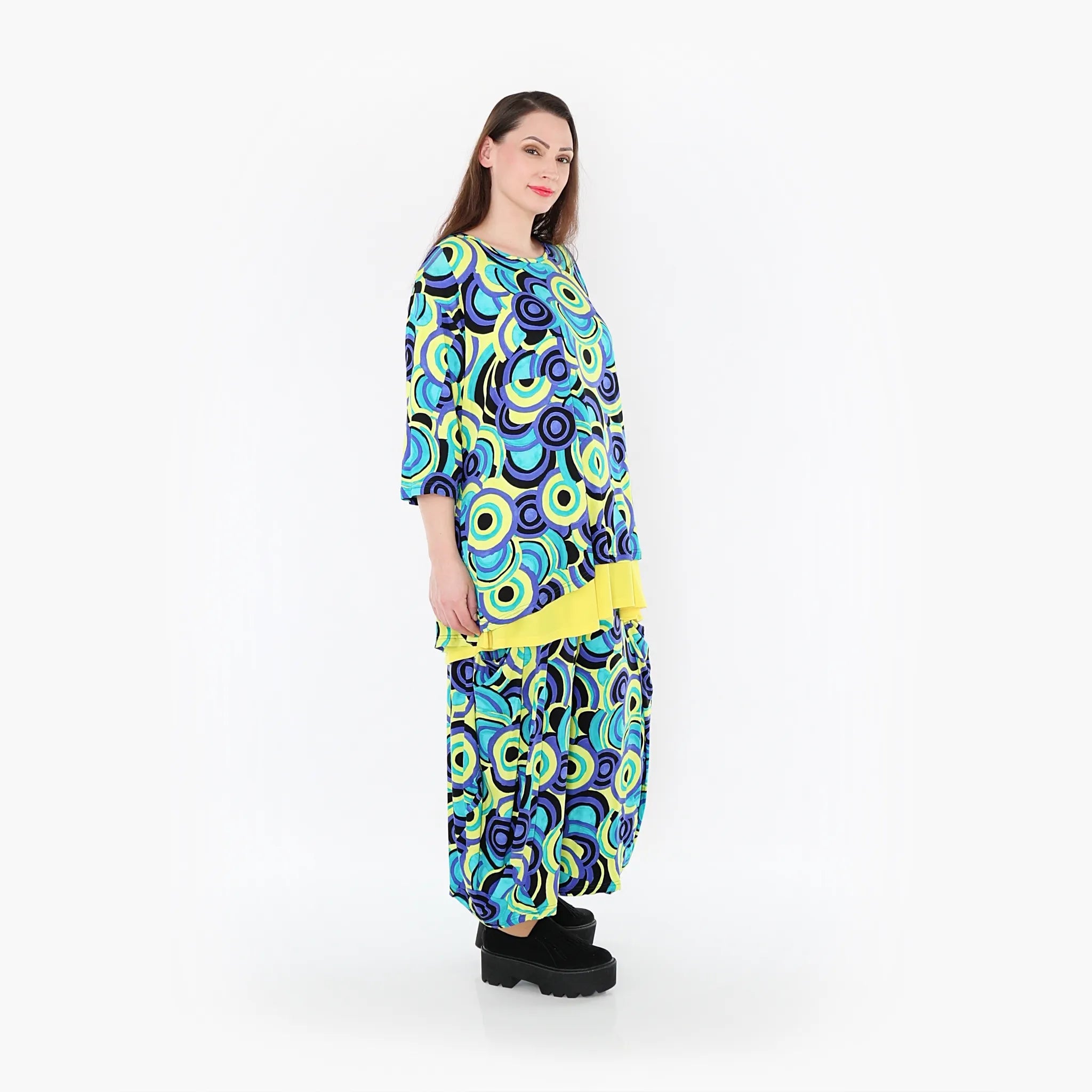  AKH Fashion Shirt in Glocken-Form, aus Viskose, 1443.01892, Lime/Multicolor, Schick