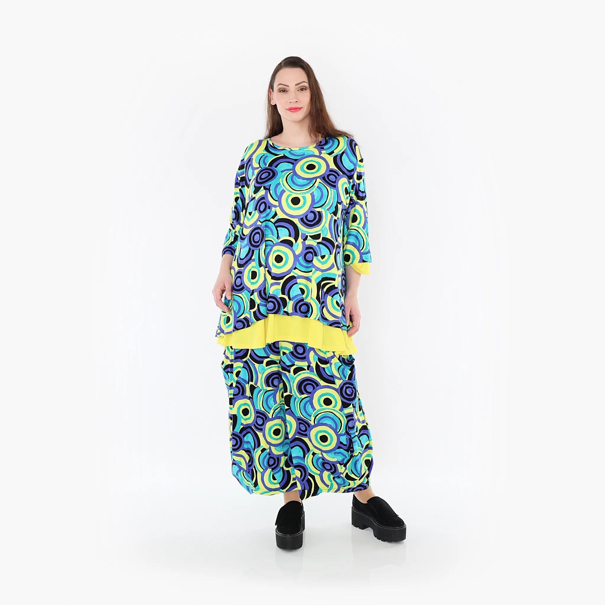  AKH Fashion Shirt in Glocken-Form, aus Viskose, 1443.01892, Lime/Multicolor, Schick