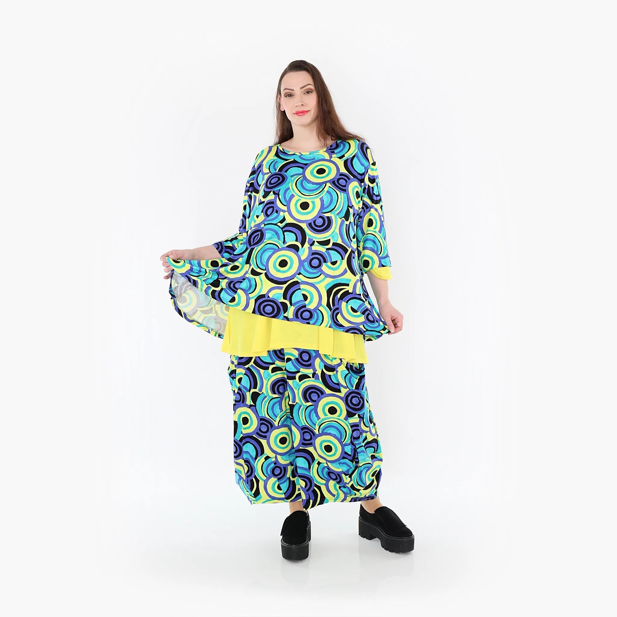  AKH Fashion Shirt in Glocken-Form, aus Viskose, 1443.01892, Lime/Multicolor, Schick