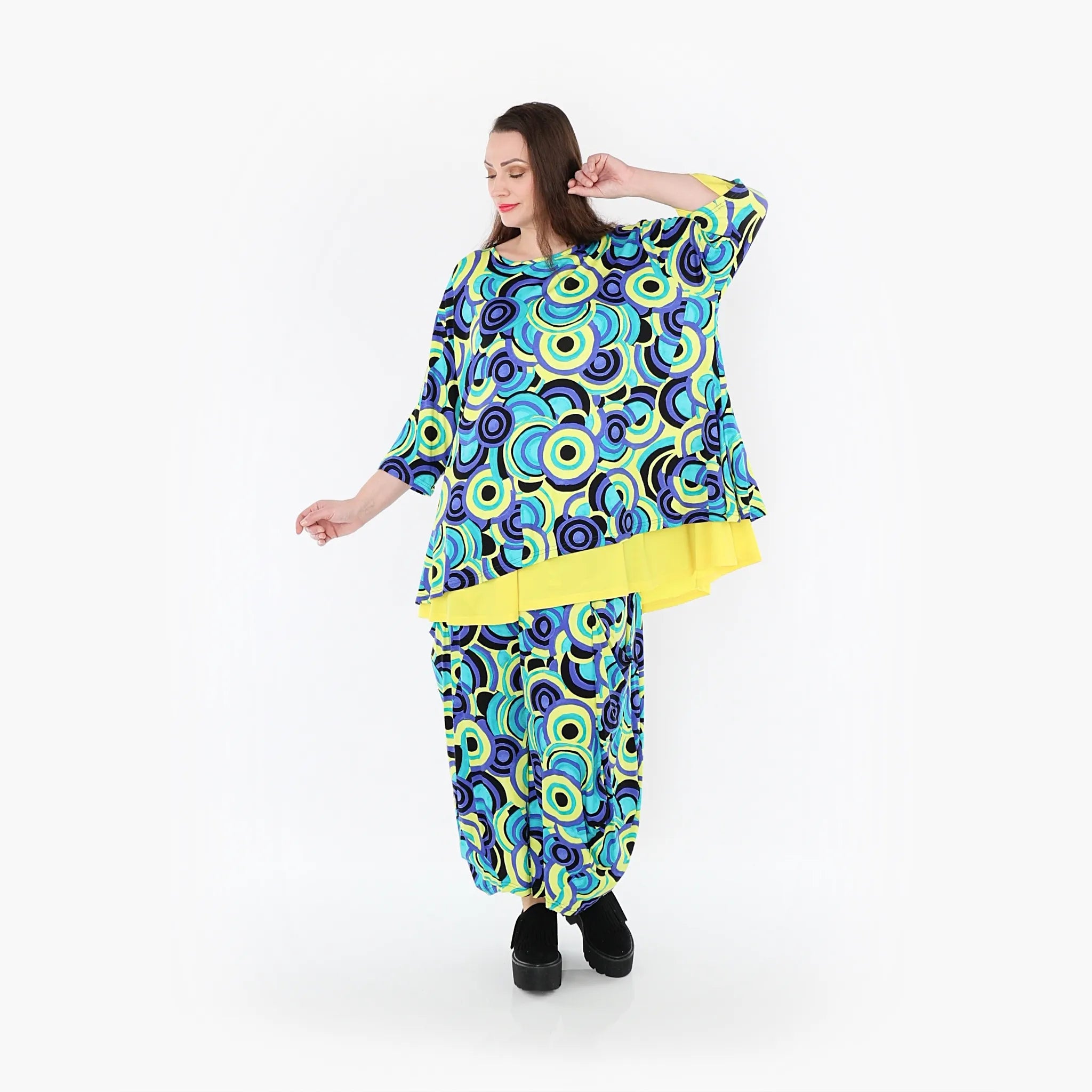  AKH Fashion Shirt in Glocken-Form, aus Viskose, 1443.01892, Lime/Multicolor, Schick