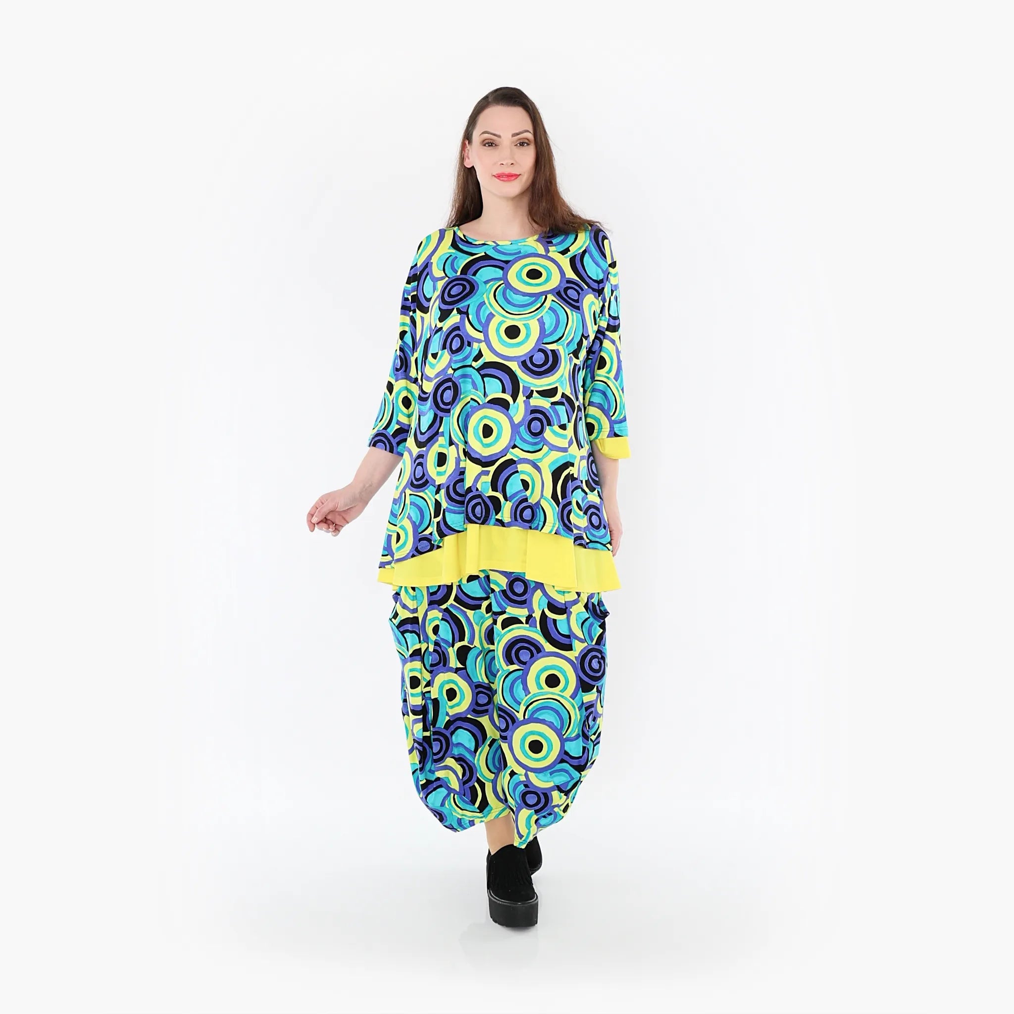  AKH Fashion Shirt in Glocken-Form, aus Viskose, 1443.01892, Lime/Multicolor, Schick