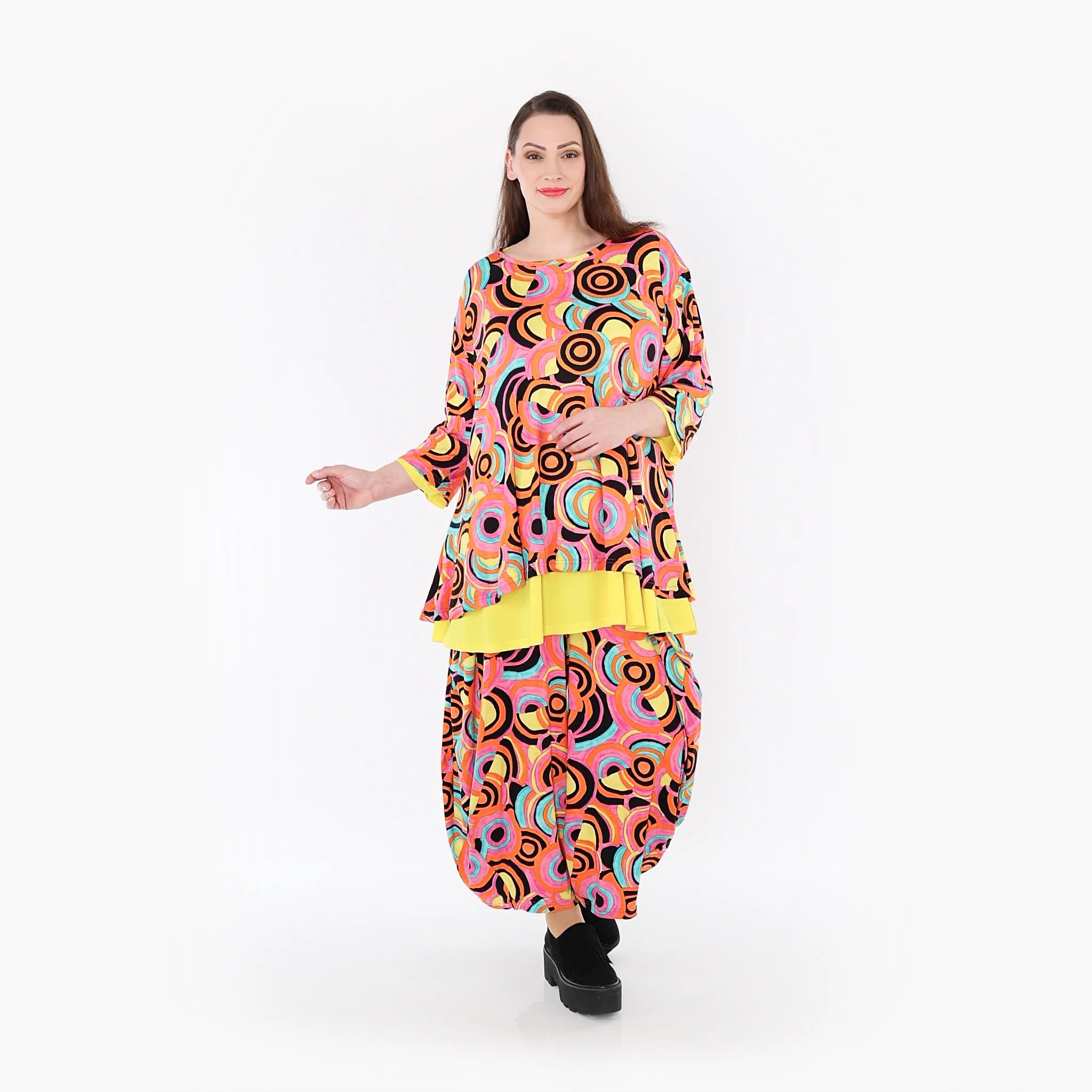  AKH Fashion Shirt in Glocken-Form, aus Viskose, 1443.01892, Pink/Multicolor, Schick