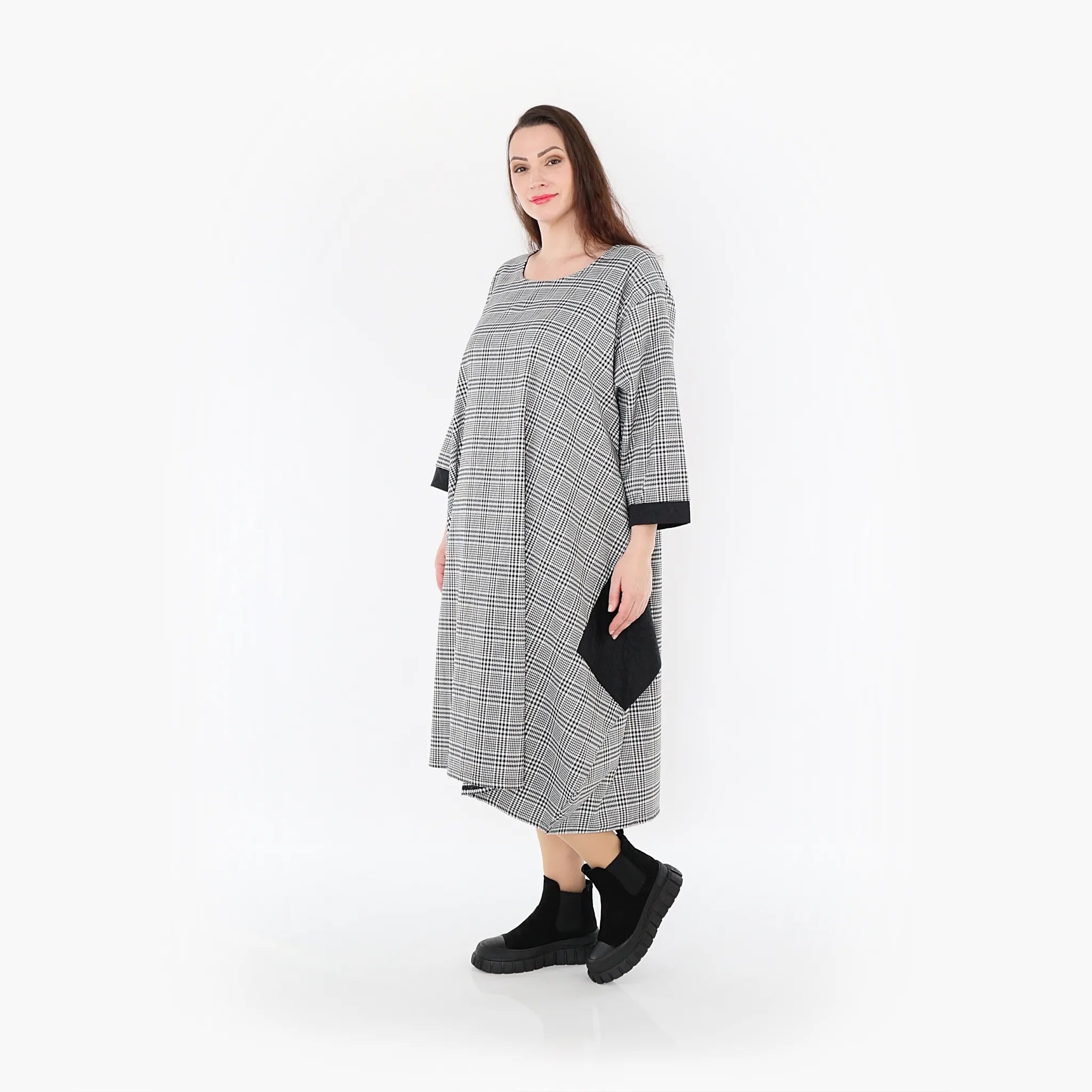  Ballonkleid von AKH Fashion aus Baumwolle, 1444.02088, Schwarz/Weiß, Schick, Modern