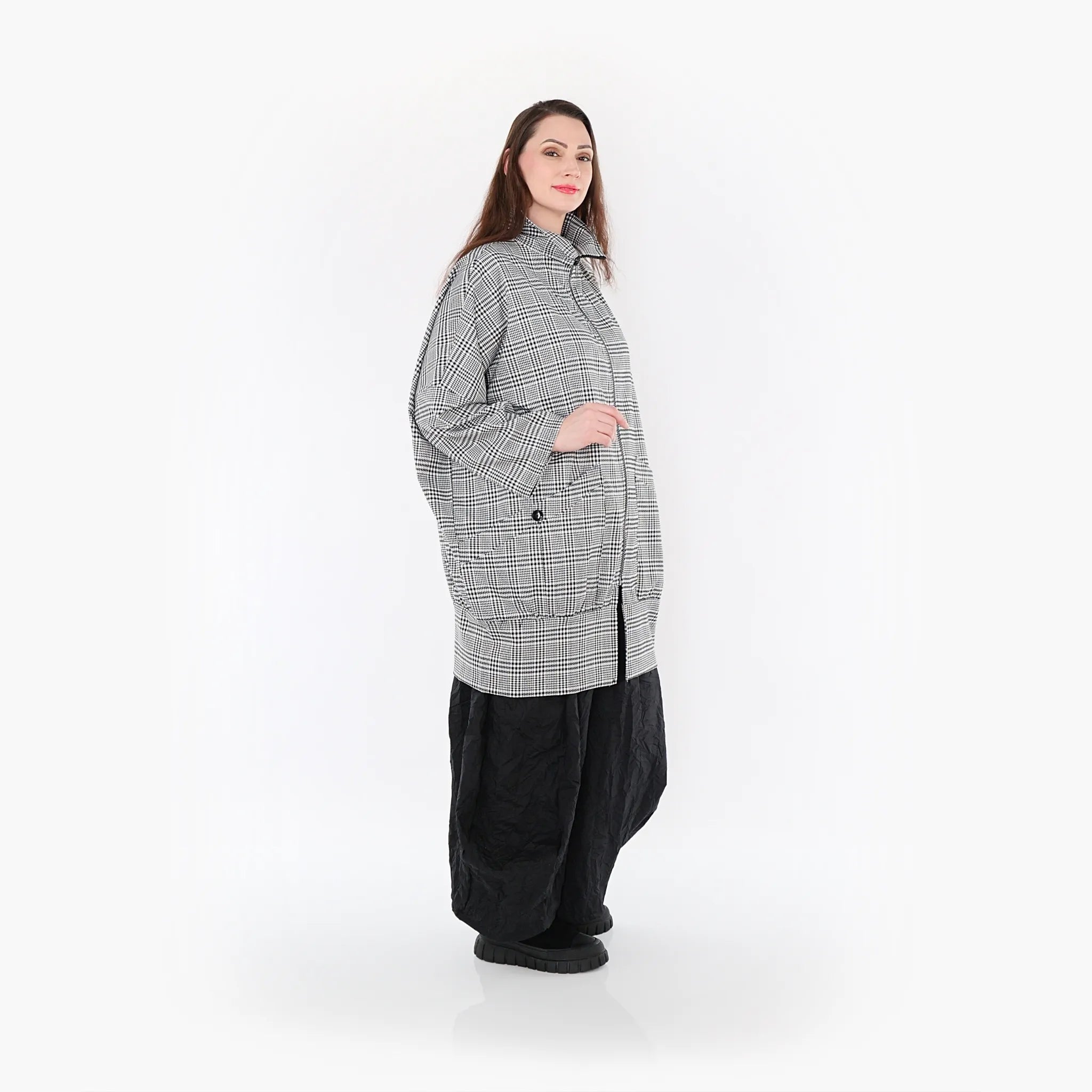  AKH Fashion Jacke in gerader Form, aus Baumwolle, 1444.06550, Schwarz/Weiß, Schick, Schick