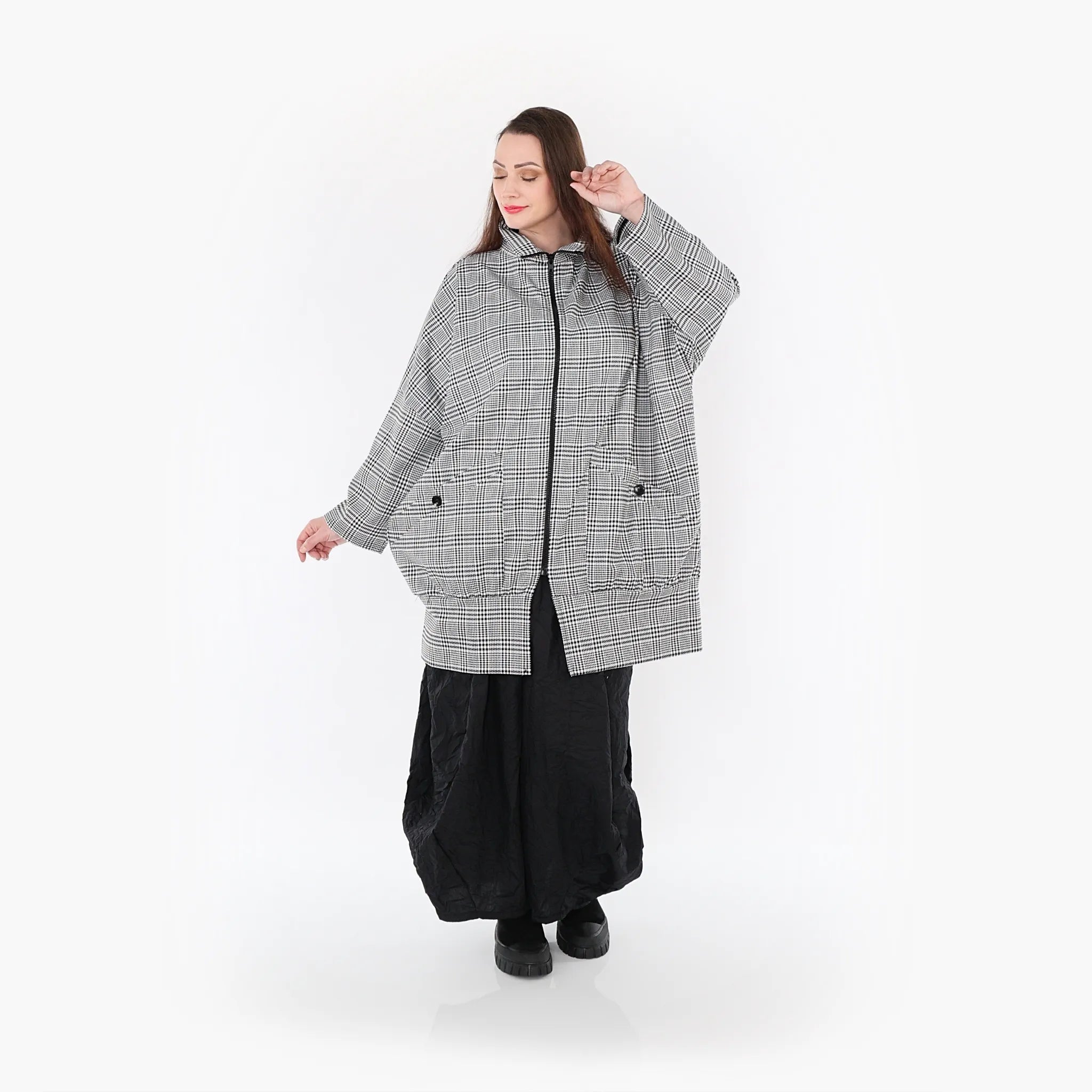  AKH Fashion Jacke in gerader Form, aus Baumwolle, 1444.06550, Schwarz/Weiß, Schick, Schick