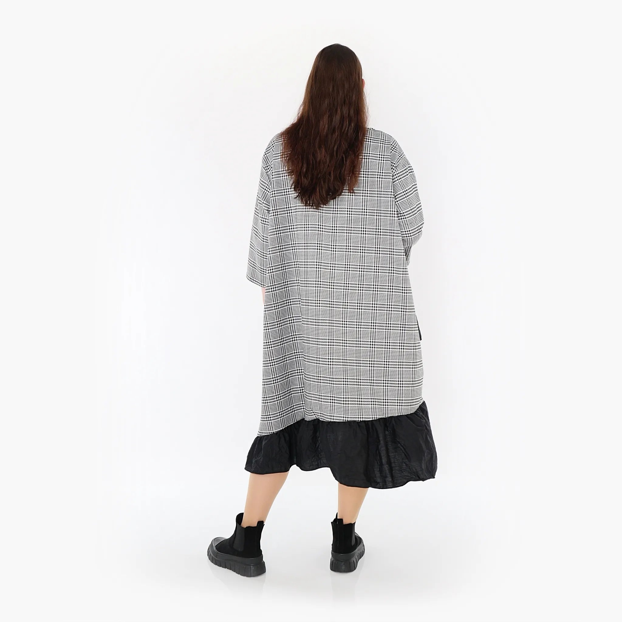  AKH Fashion Kleid in asymmetrischer Form, aus Baumwolle, 1444.07024, Schwarz/Weiß, Schick